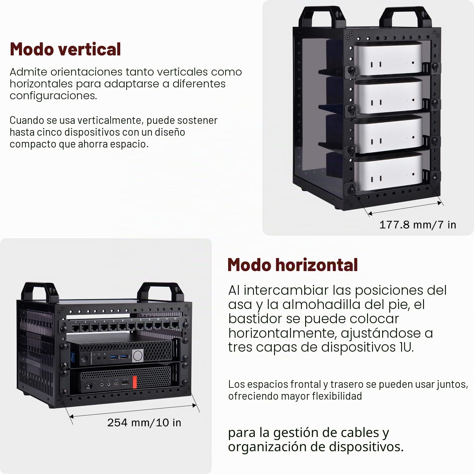 GeeekPi DeskPi RackMate TT Mini gabinete de servidor para mini PC, red, servidores, audio y equipo de video