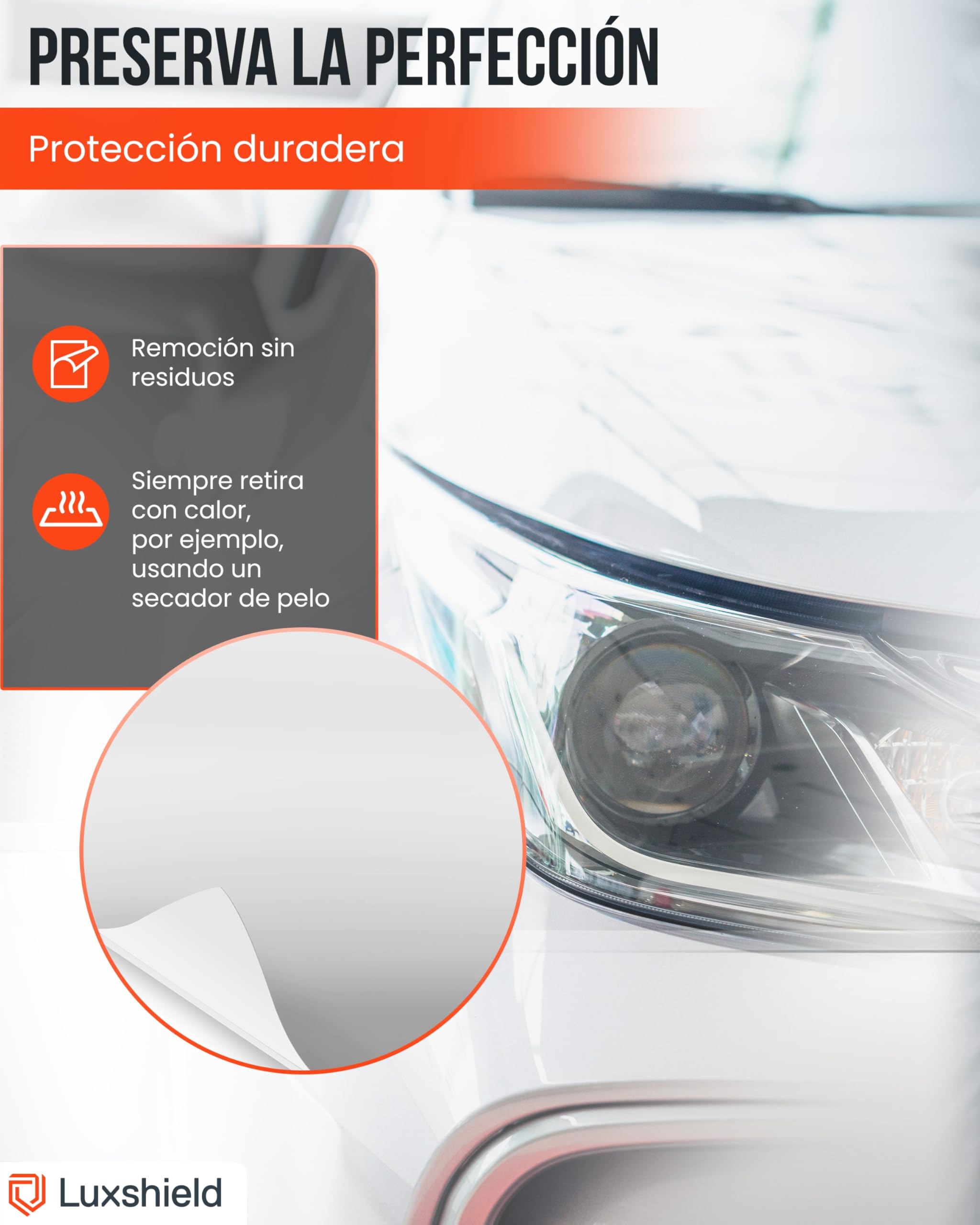 Luxshield Película de Protección de Pintura 15x200cm para Automóvil, Motocicleta, Bicicleta, Película Protectora Transparente Mate, autoadhesiva, por Metros, de Alemania