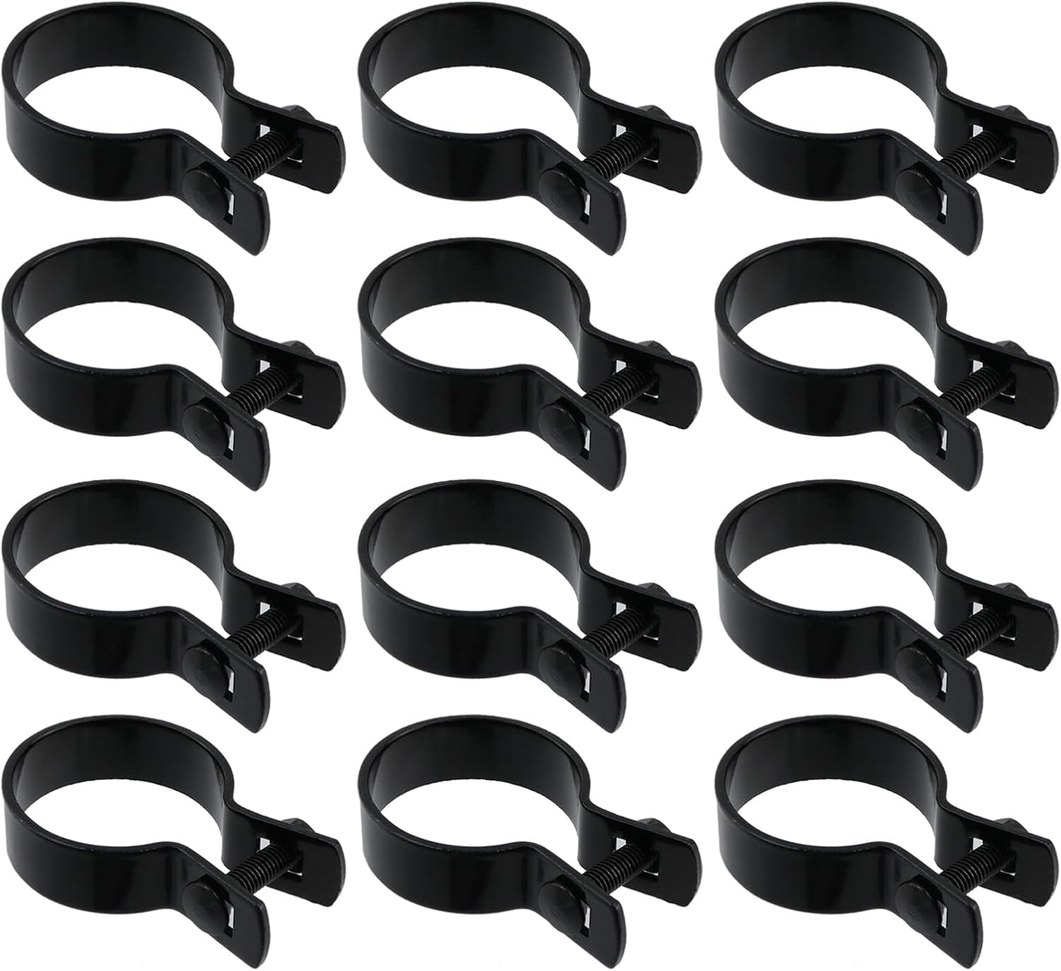 Antrader Chain Link Brace Band,Chain Link Tension Band 2 Inch Tension Bands with Bolts & Nuts for Chain Link Fence/Gate/Posts,Black (12Pcs)