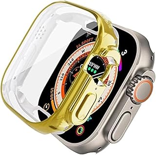 شاشة حماية لهيكل ساعة أبل ووتش ألترا 49 ملم من المعز، رفيعة للغاية وعالية الدقة HD من بولي يوريثين مقاوم للحرارة، جراب حماية شامل، أكسسوارات ممتصة للصدمات لهيكل ساعة آي ووتش، لون ذهبي