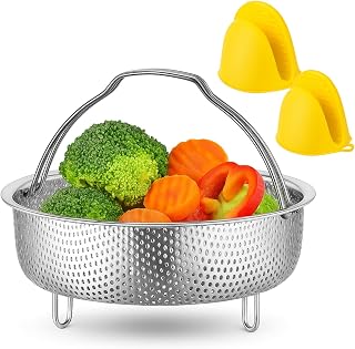 Steamer Basket for Pot, Stainless Steel Vegetable Steamer Insert with Handles & Feet, Instant Pot Accessories, Rice Cooker Strainer for Vegetables, Fruits, Pasta