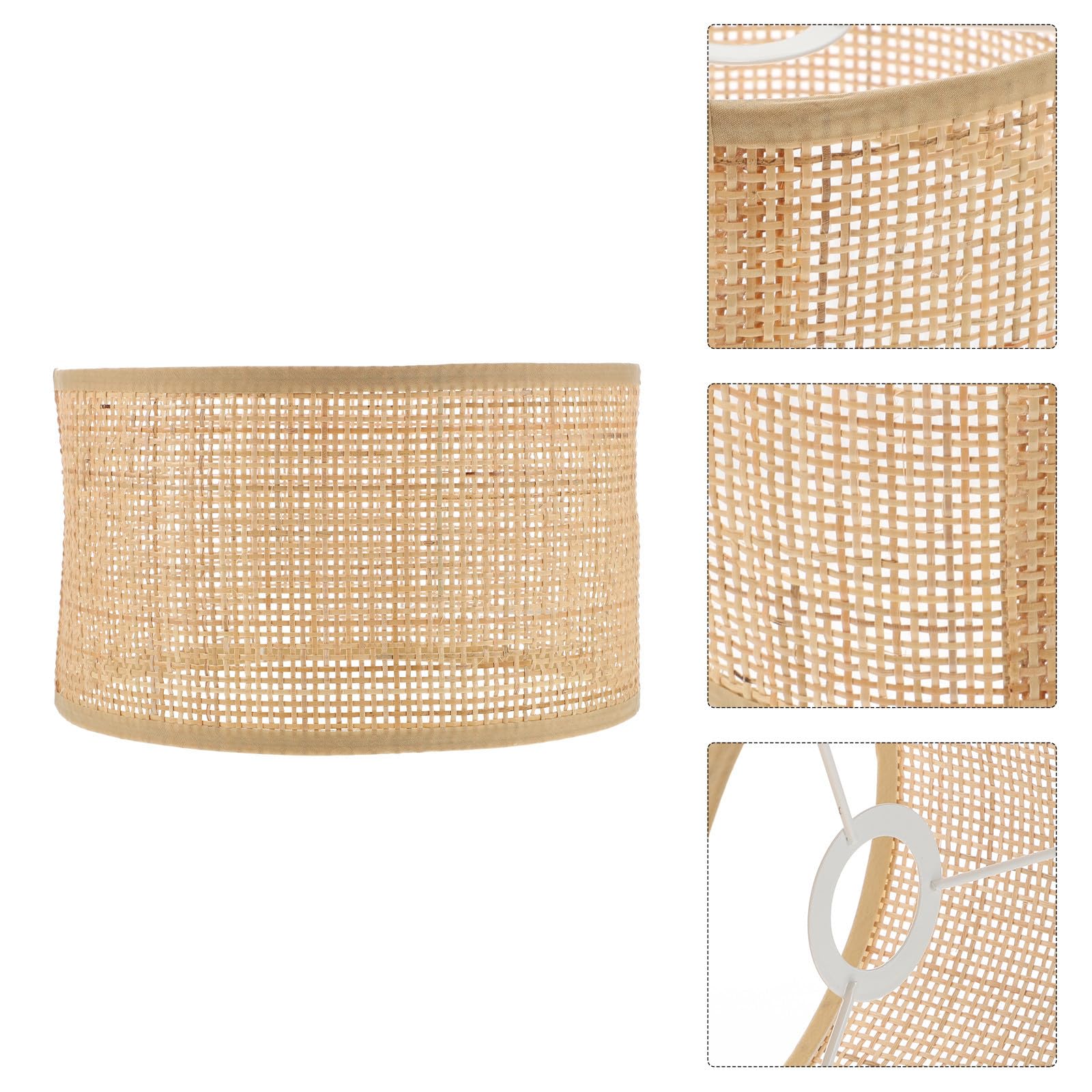 VANZACK Paralume Intrecciato in Rattan a Quadrati per Lampada da Soffitto, Decorazione Rustica Elegante Lavorazione Fine, per Camera da Letto