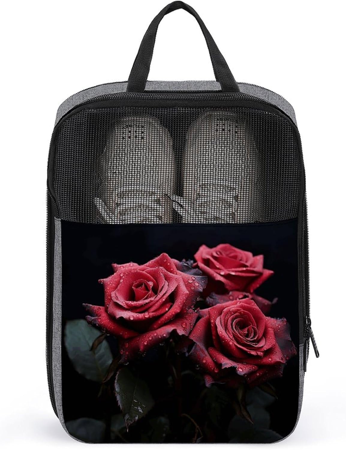 Shoe Bag, Red Rose And Black Leaves Printed Shoe Bag,storage Hanging Shoe Bag,bath Towel Storage Bag