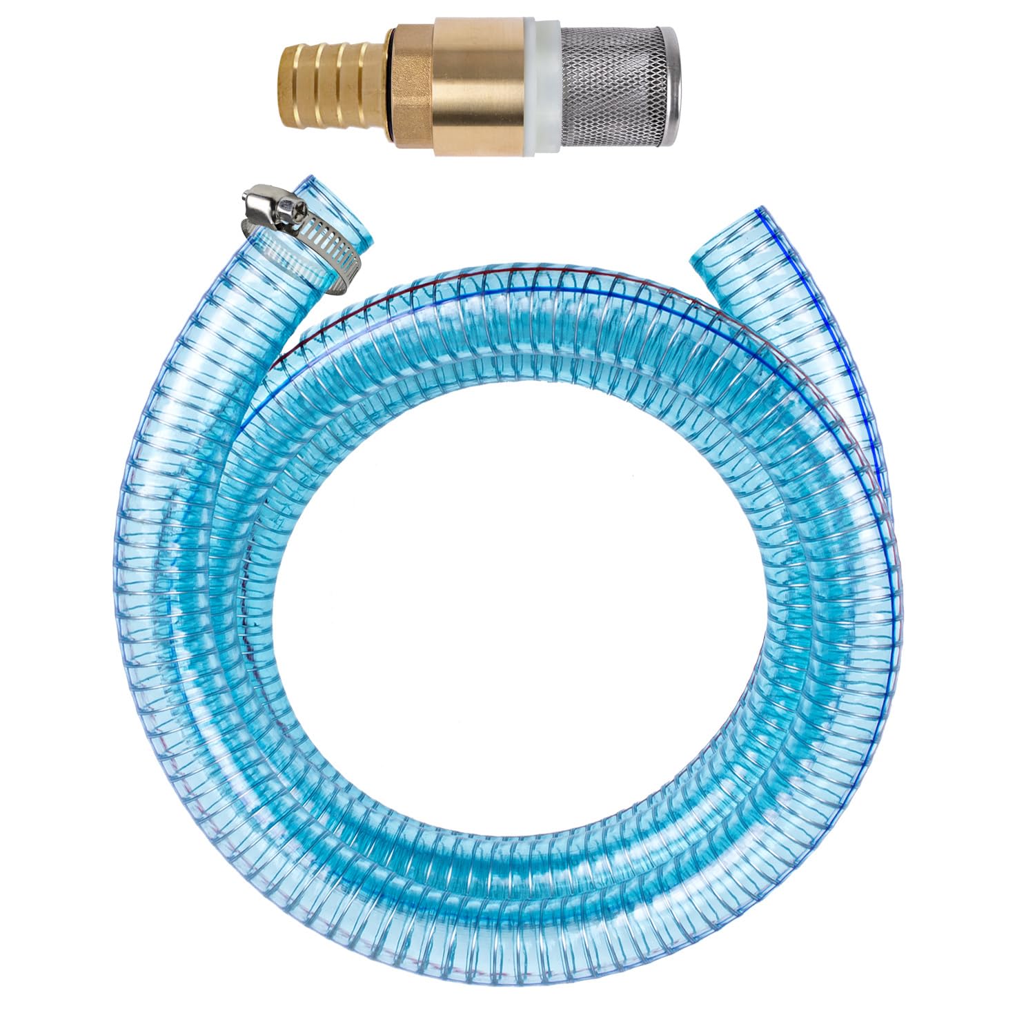 Dieselpumpe Schlauch, Sauggarnitur, Saugset 25mm für Dieselpumpen mit Rückschlagventil aus Messing, Spiralverstärkter Schlauch, 10m für Heizölpumpe Ölpumpe Kraftstoffpumpe Tankstelle, Umfüllpumpe
