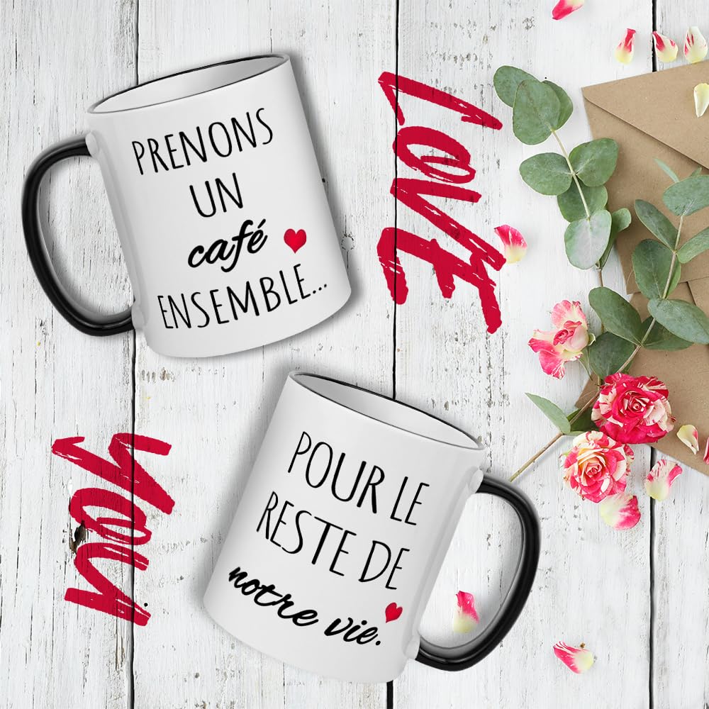 Ensemble De Tasses à Café Personnalisées En Céramique Avec Inscription « Hubby And Wifey » - Pour Mariage, Fiançailles, Anniversaire, Fête Prénuptiale, Cadeau De Mariage Pour Femme, Mari, Mariée