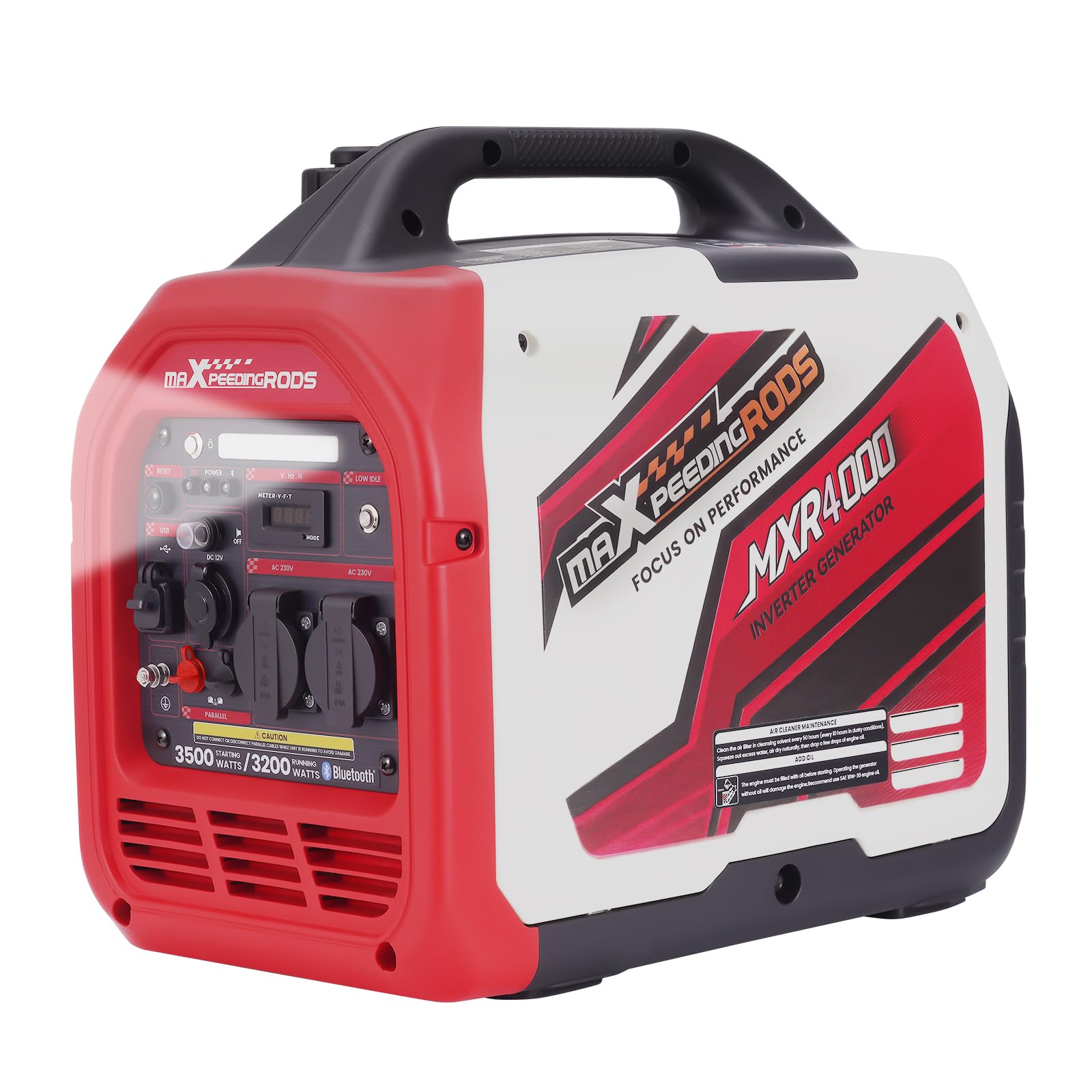 maXpeedingrods Generator pr?du inwertorowy 3500 W, generator benzynowy | zdalnym monitorowaniem danych za pomoc? aplikacji Bluetooth, nadaje si? do kamperów na ?wie?ym powietrzu, do domu