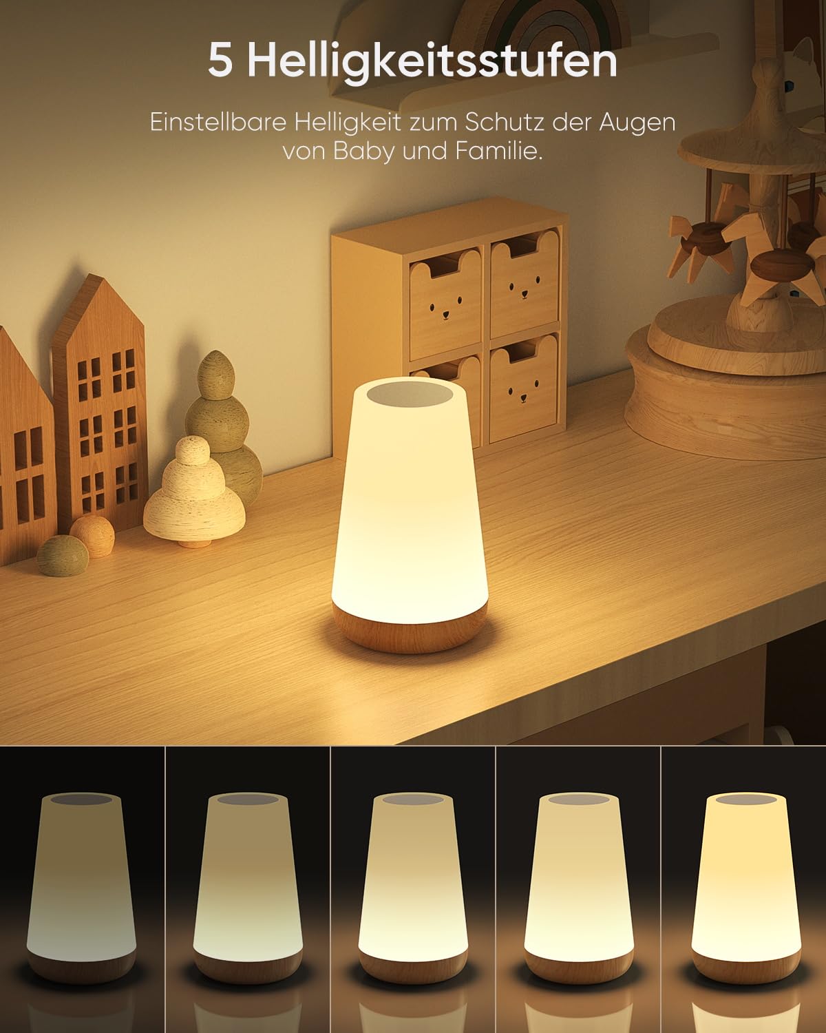 Bonsery Nachttischlampe 2er Set, Led Nachttischlampe Touch Dimmbar USB Aufladbar mit Fernbedienung, Nachtlicht Kinder mit 13 Farben 3 Modi, Tischlampe Kabellos mit Timer für Schlafzimmer Wohnzimmer
