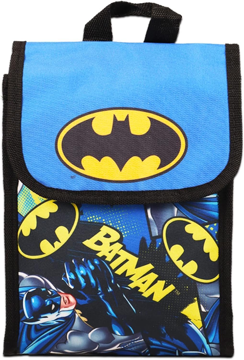 Batman Backpack and Lunch Box Set for Kids Boys ~ 7 Pc Deluxe 16" Batman School Bag, Lunch Bag, Stickers, and More (Batman School Supplies Bundle)