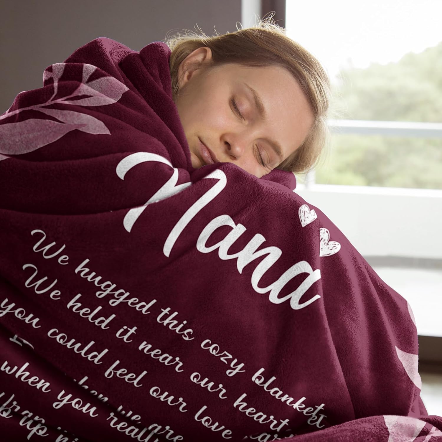 Afterprints Nana Gifts, Blanket with Flowers & Letter Print, Gifts for Nana on Birthday, for Nana from Grandkids, Soft Throw Blankets 50" x 60" - Image 3