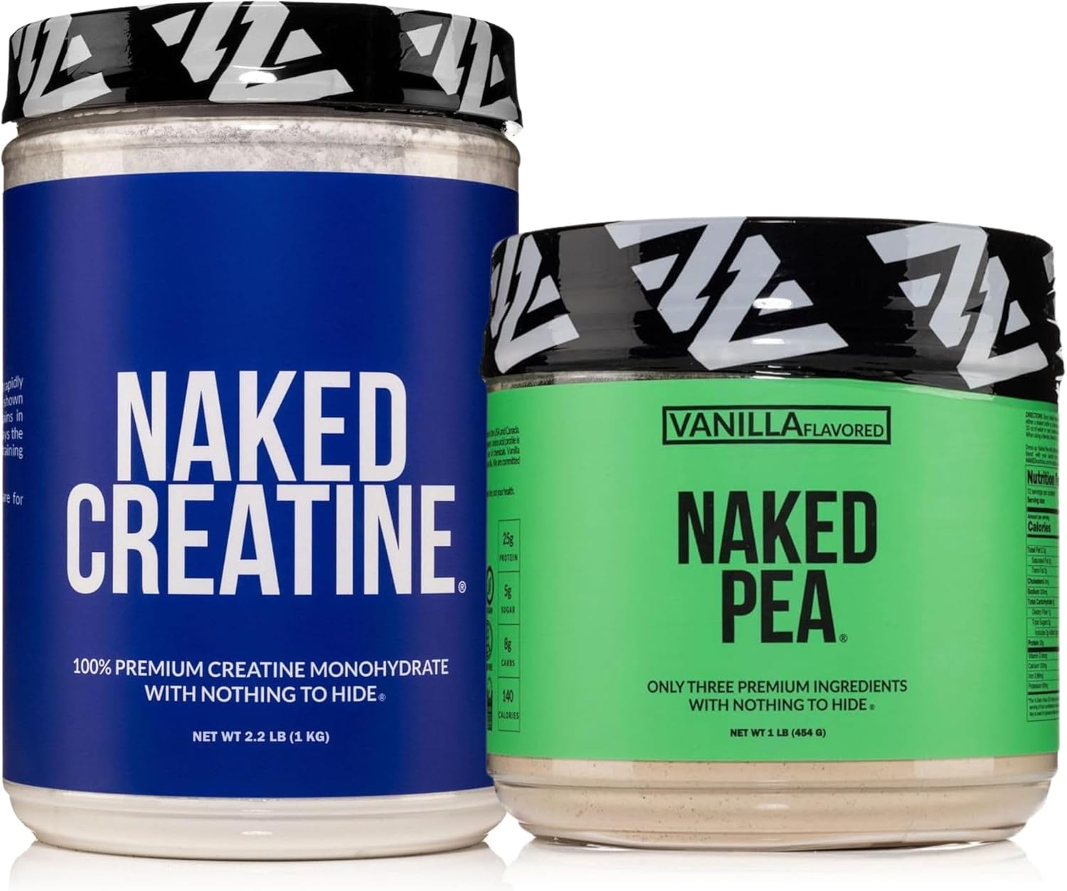 NAKED Vanilla Pea Protein Isolate 1LB Pure Micronized Creatine Monohydrate 1,000g (200 Servings) – Vegan; Bulk; Non-GMO; Gluten Free; Soy Free