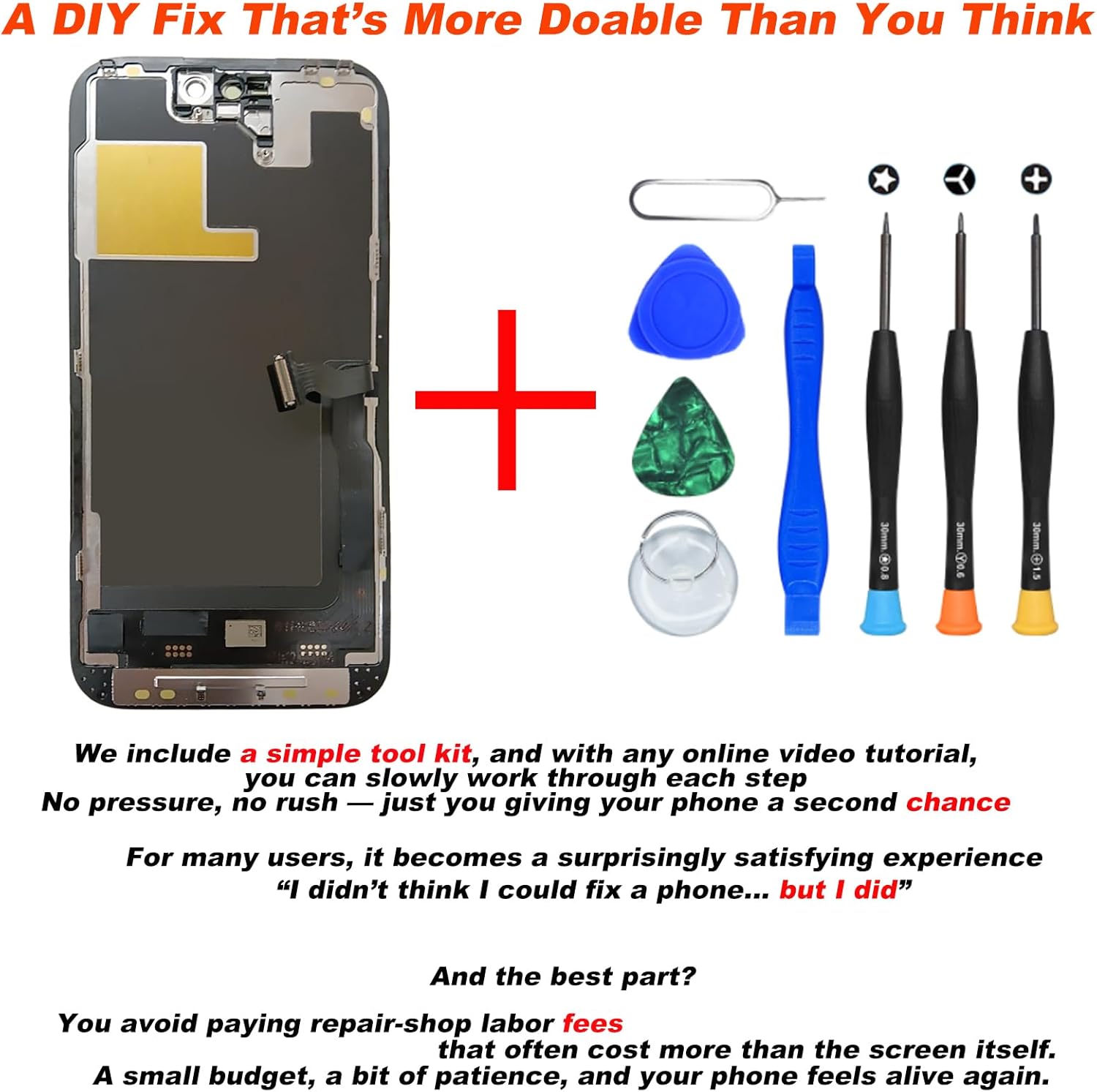 DIGI4U LCD for iPhone 14 Pro Screen Replacement Kit – Fix Broken or Unresponsive Screen, Easy DIY Repair, vs Expensive Repairs