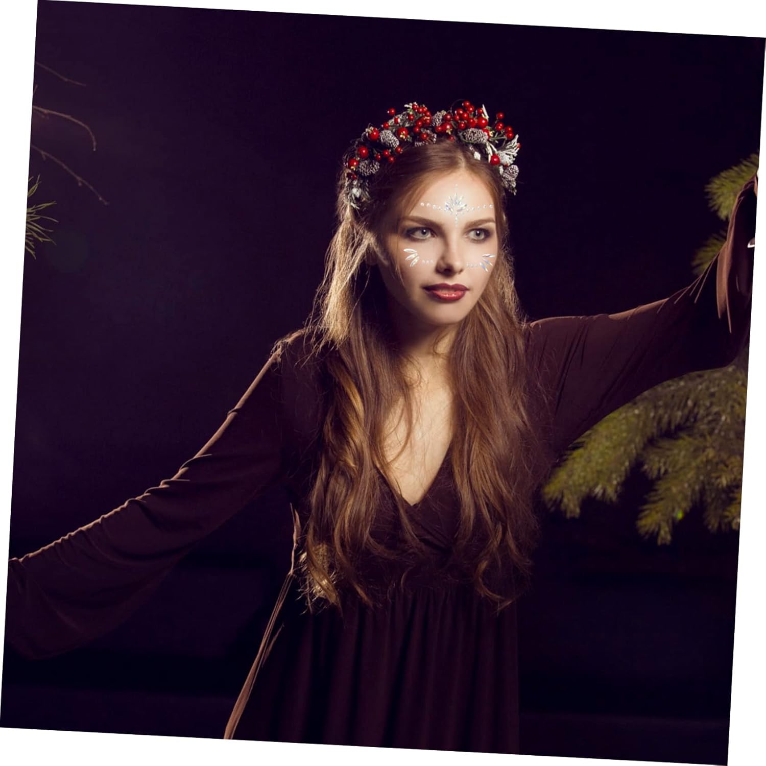 3sheets Luminous Face Stickers Chunky Glitter Dark Face Decals for Halloween Day Dead Night Parties