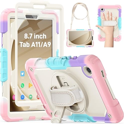 Miniatura 13 de HXCASEAC Funda para Samsung Galaxy Tab A9 de 8,7 pulgadas, protectora con protector de pantalla/correa de mano/soporte para bolígrafo, resistente a