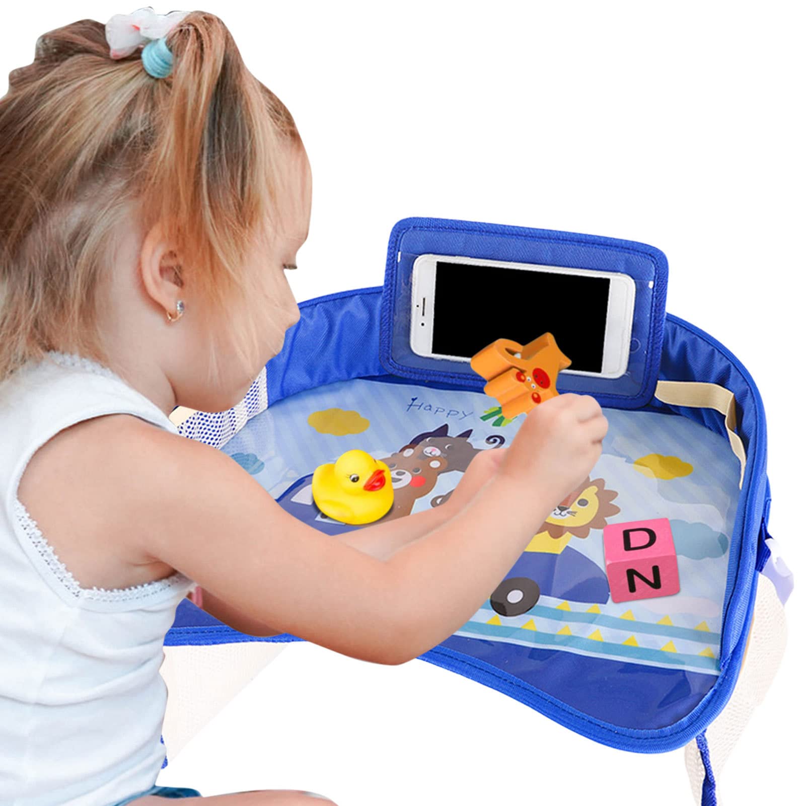 Bandeja De Viaje Para Asiento De Coche De Niños - Con Correas Ajustables, Bolsillos, Para Comer, Dibujar O Jugar En Trayectos Largos