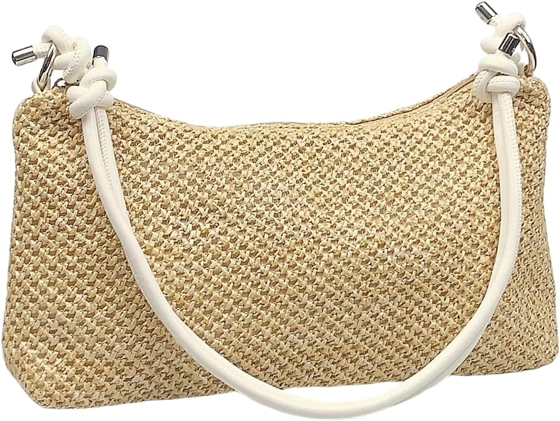 Straw Hobo Handbags for Women Fashion Woven Straw Shoulder Bag for Beach Holiday - Image 4