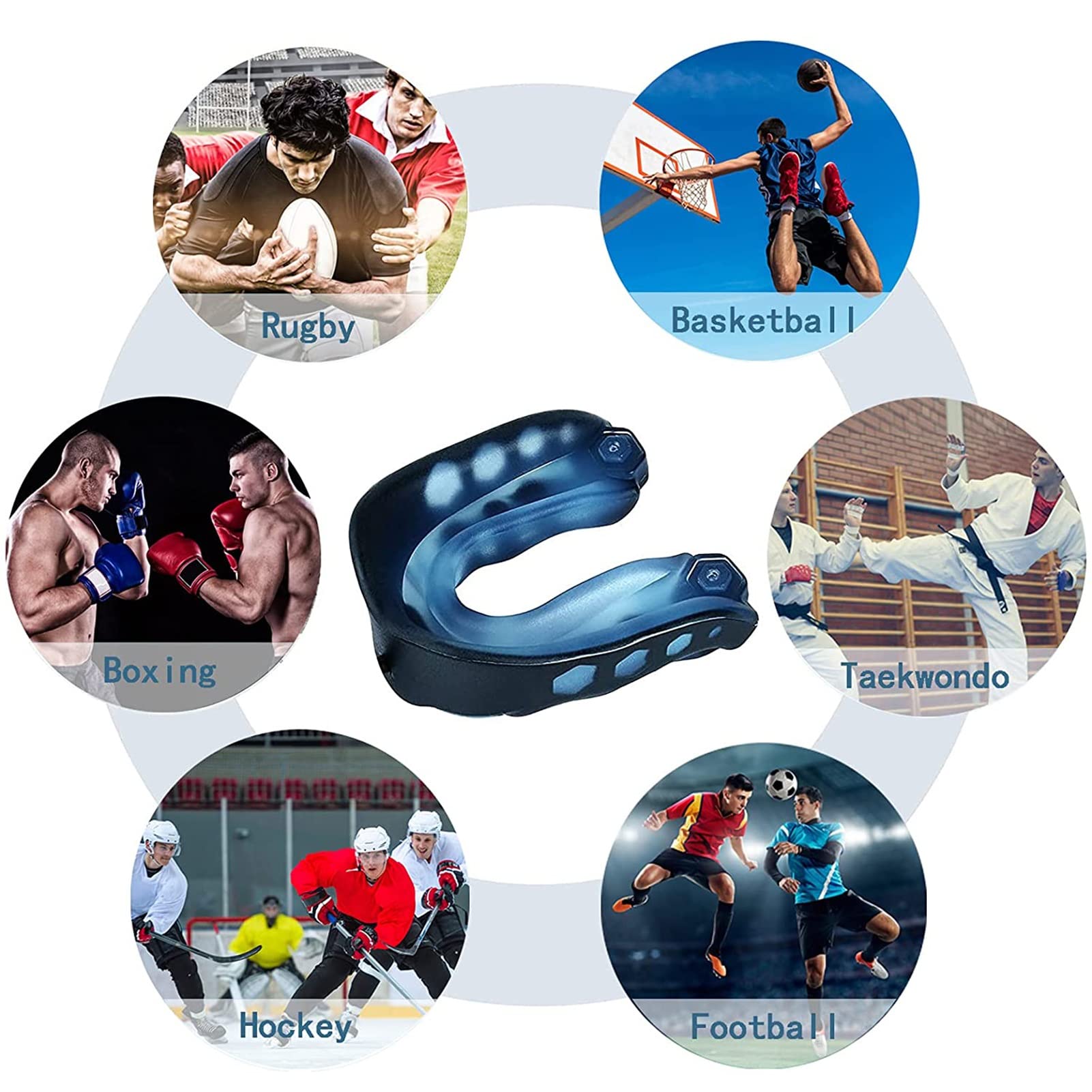 Protège-dents de Football pour Adultes et Jeunes, Protège-dents de Sport avec Sangle, pour La Crosse Le Hockey Basketball MMA Boxe Jiu Jitsu Paquet de 4