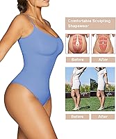 Vista 7 de SHAPERX Body para mujer con control de abdomen, sin costuras, esculpiente, moldeador, camiseta sin mangas