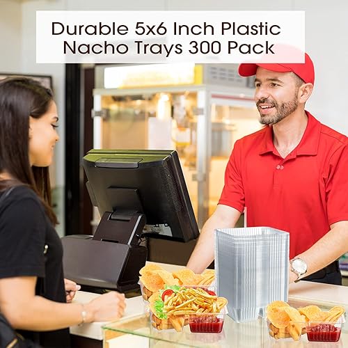 Miniatura 6 de 300 bandejas de nachos desechables con 2 compartimentos, bandeja de comida para concesión, suministros de noche de películas, bandejas de aperitivos