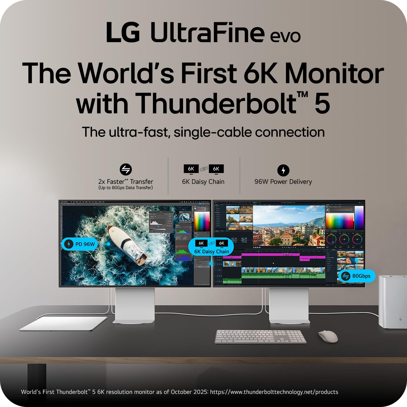 LG Ultrafine 32U990A EVO 32" 6K Nano IPS Negro | Thunderbolt 5, DisplayHDR 600, 2000:1 Contrast, 98% DCI-P3, 99.5% Adobe RGB | Pro Creator Display para Mac y PC