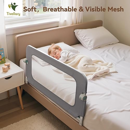 Miniatura 5 de Riel de cama reforzado de 59 pulgadas para niños pequeños, protector de seguridad extra largo con material grueso, rieles de cama ajustables y