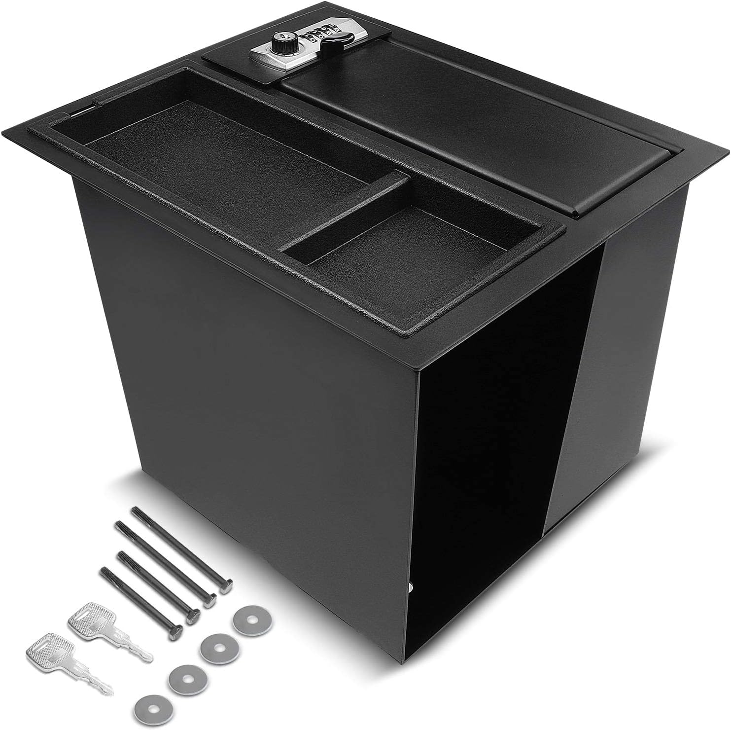 A-Premium Center Console Safe Storage Box with Keys and Tray Compatible with Toyota Tundra 2014-2021 Pickup