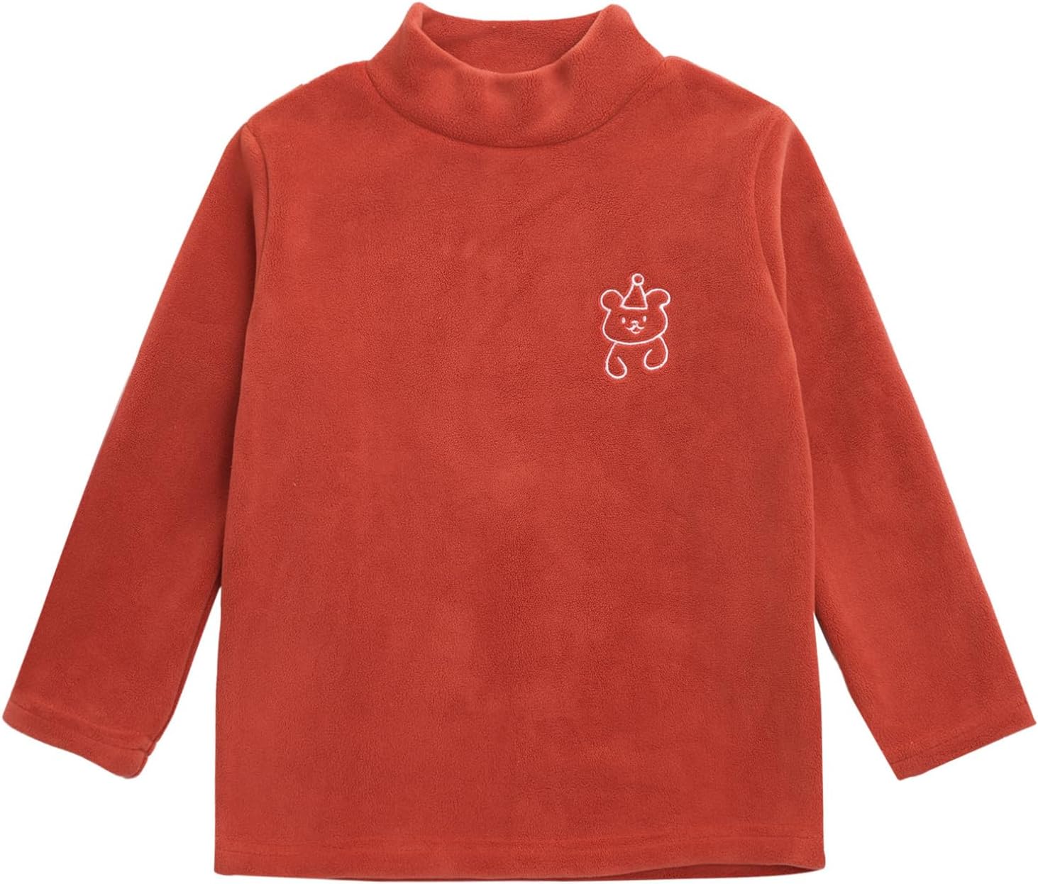 ranrann Kids Boys Girls Bear Embroidery Mock Neck Long Sleeve T-Shirt Pullover Thermal Underwear Top Basic Undershirt