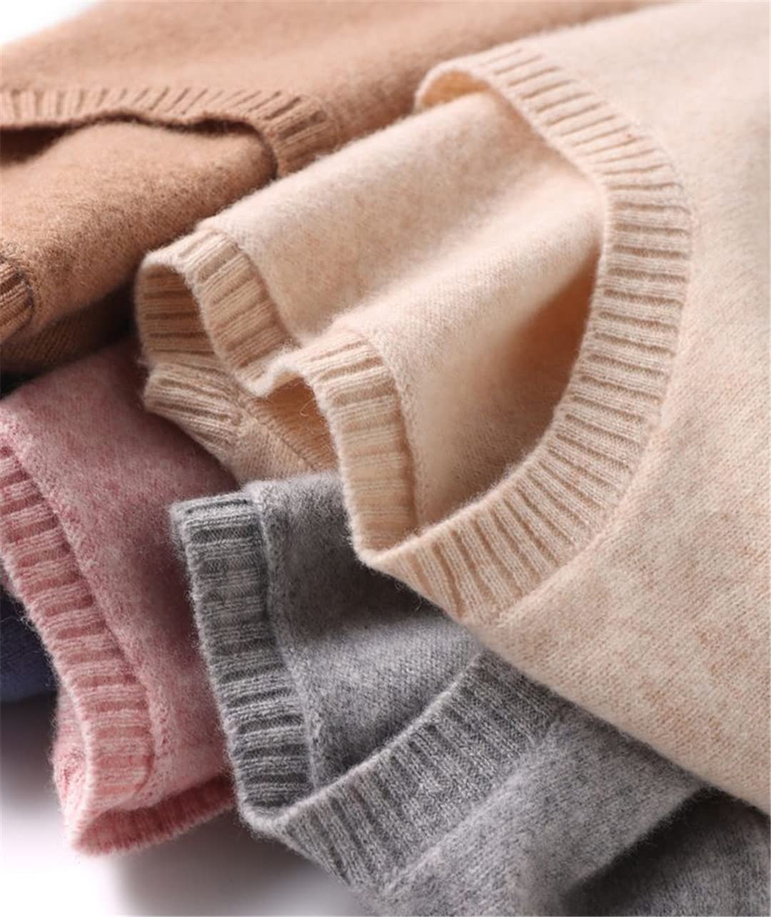 Ruereuu Pullover da donna in cashmere Maglione O Collo Pullover