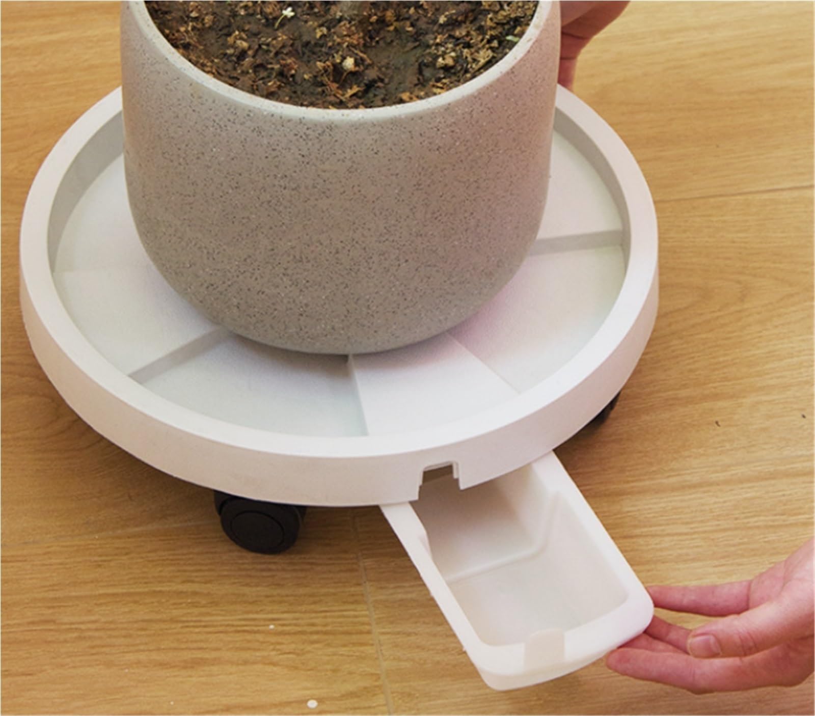 Carrito para macetas con ruedas de bloqueo, 32 cm, color gris, para uso en interiores y exteriores, perfecto para árboles en macetas y movilidad en el jardín, herramienta de utilidad resistente