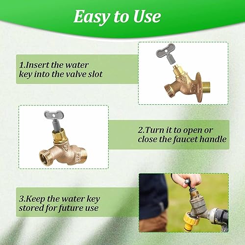 Miniatura 4 de LanKstet 80132 Llave Sillcock, llave de grifo de agua, llave de cierre de agua, mango de grifo al aire libre, llave de agua 516 pulgadas, metal, 2