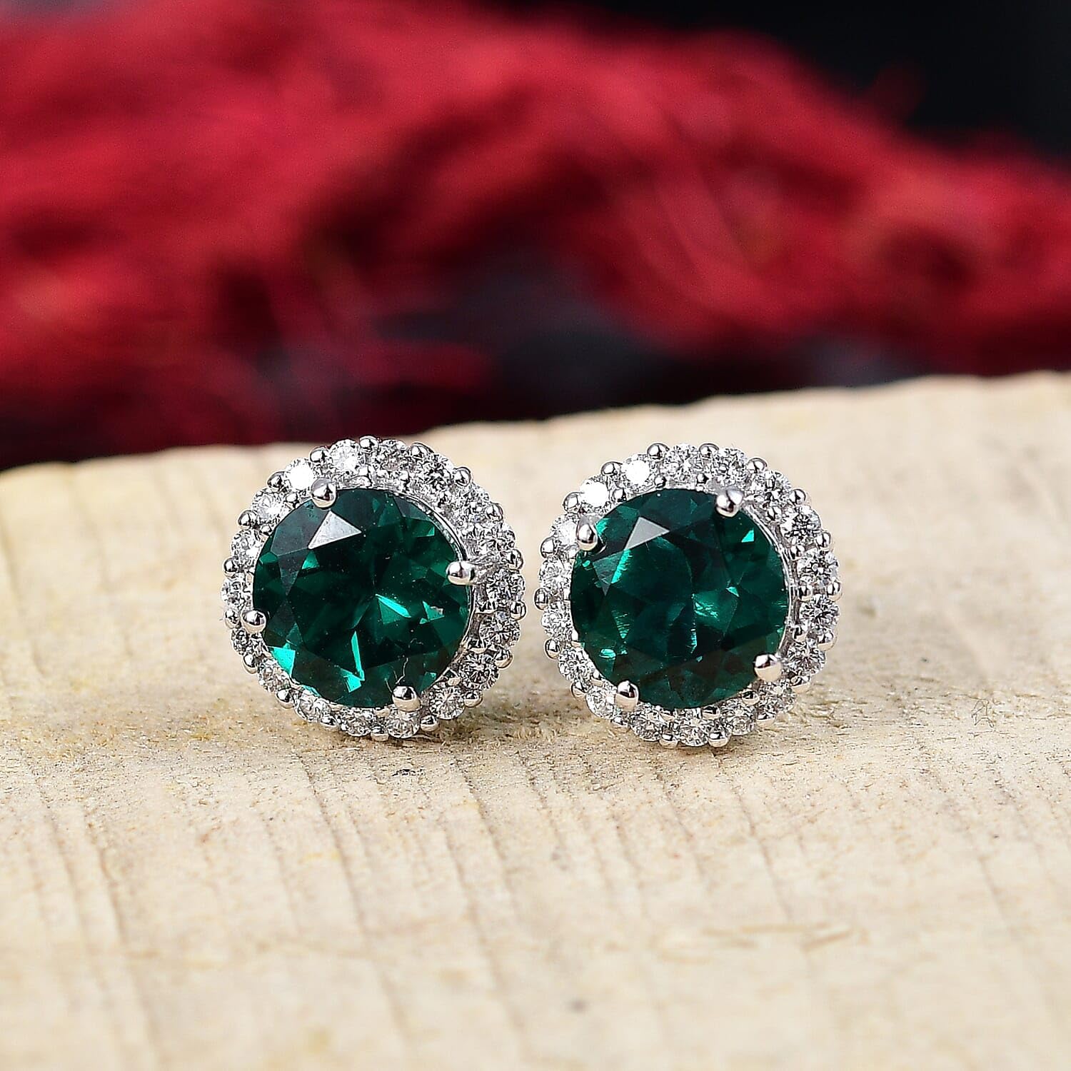 AAA Luxuriant Lab Grown Emerald and Lab Grown Diamond 2.48 ctw Earrings in 10K White Gold Christmas Gifts