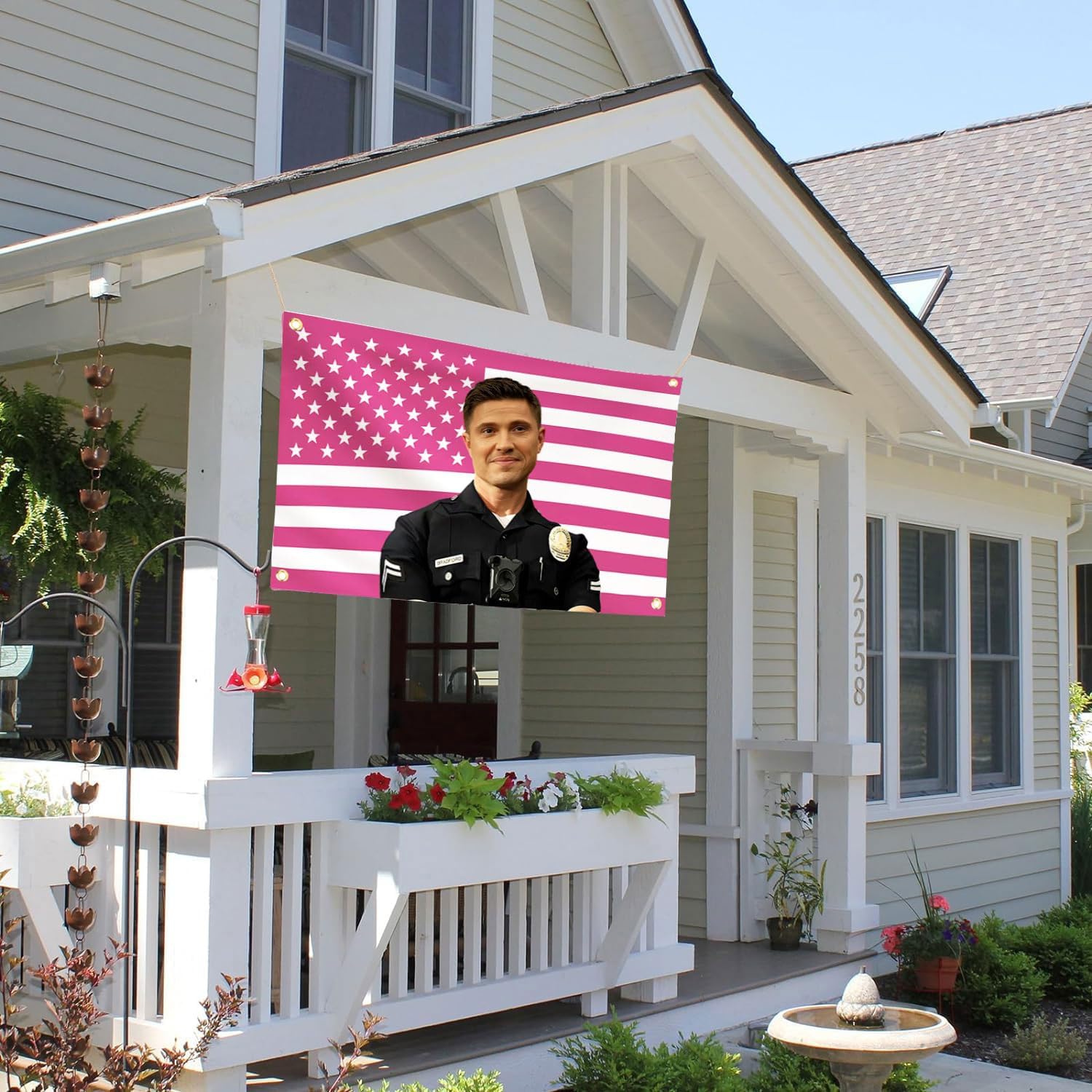 Tim Bradford Flags 3x5Ft, eric flag winter American pink Tapestry,With 4 Brass Grommets,For College Dorm Room Decor,Outdoor Parties,Tailgates Yard,Room Decoration