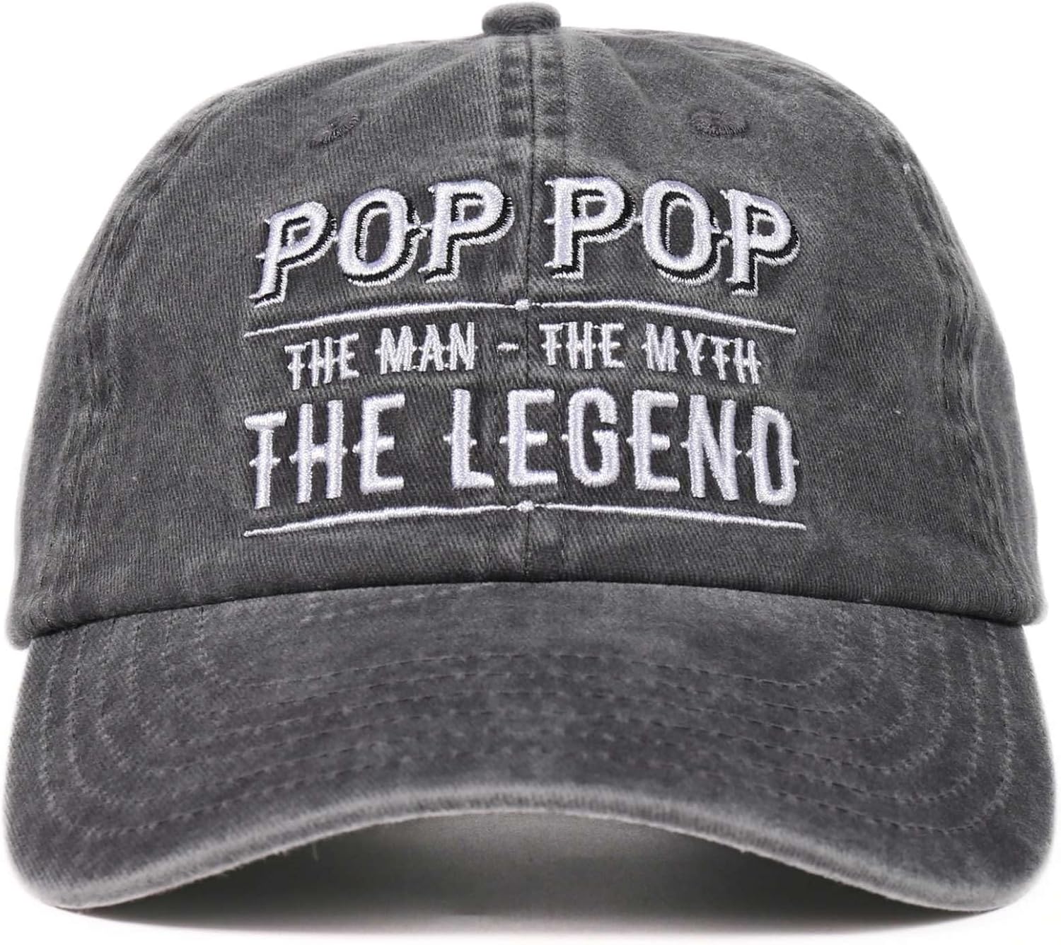 Pop Pop Gifts Embroidered Cap, Funny Grandpa Gifts for Men, Adjustable Hat Gifts Accessory for Birthday & Christmas Grey