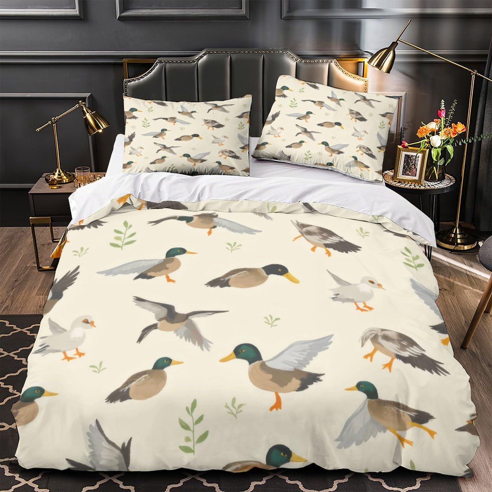 Parure de lit canard respirante et résistante en microfibre à effet 3D pour un sommeil frais