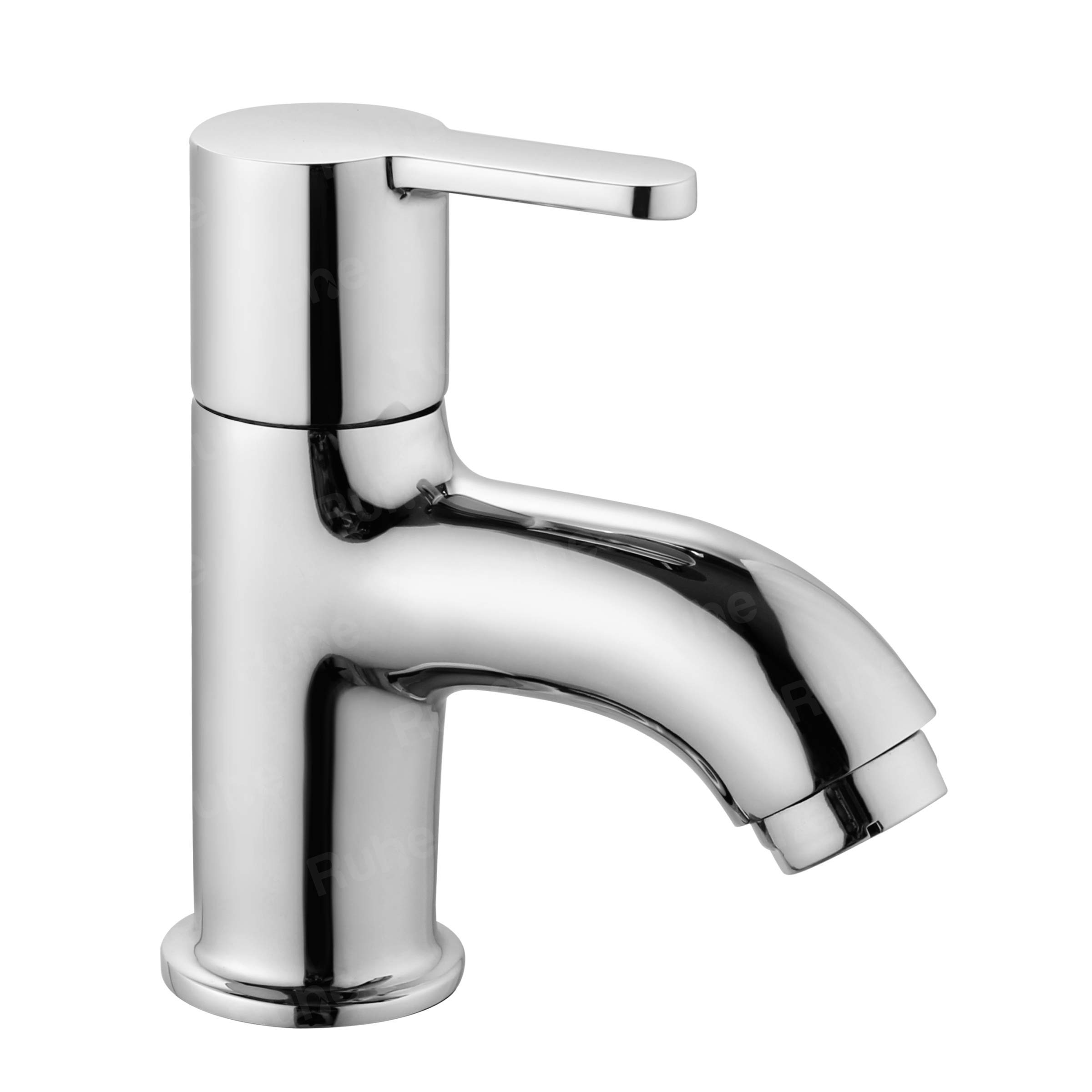 Ruhe Pavo Brass Pillar Cock Faucet/Tap with Base & Pillar Chest Nut (Chrome Finish), Bright Silver