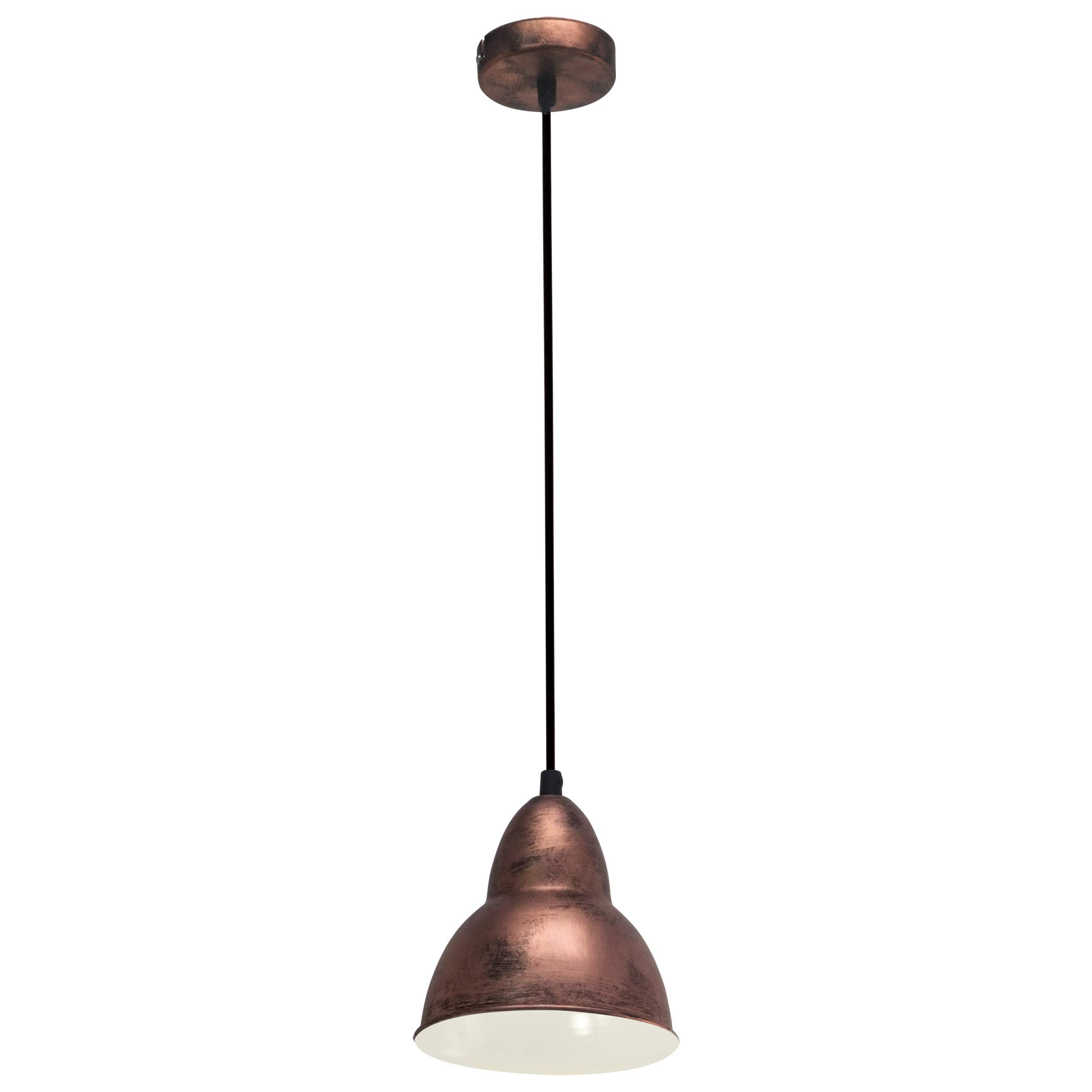 Lampada A Sospensione Industriale Eglo Chepstow, Stile Vintage In Acciaio Argentato Anticato, Attacco E27