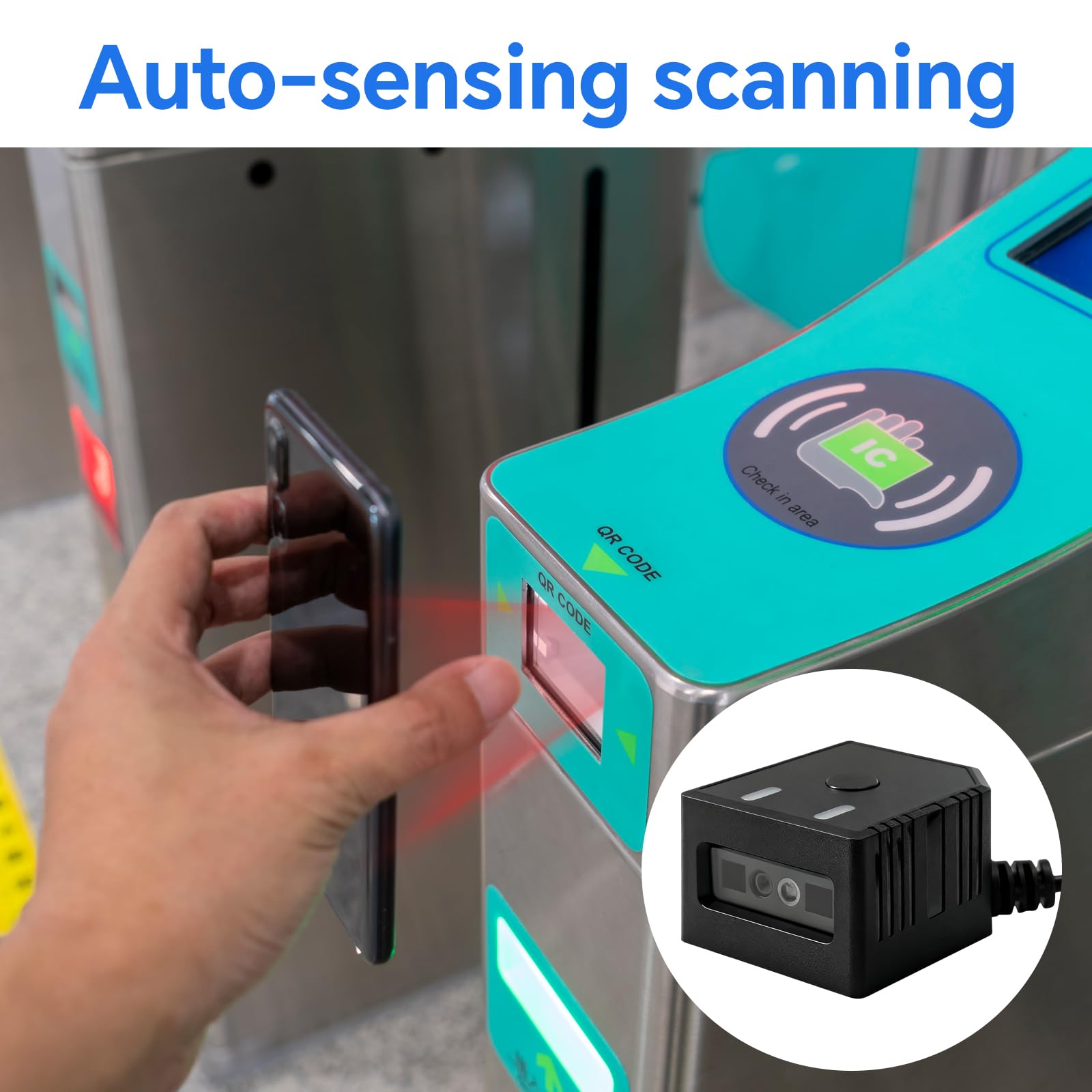 Yanzeo S15 2D Embedded Fixed Mount Barcode Scanner Scan Engine, USB Interface, High Speed CMOS QR Code Reader Module with Auto-Sense and Continuous Scan, IP54 Durable for Kiosk, Factory, POS Terminal