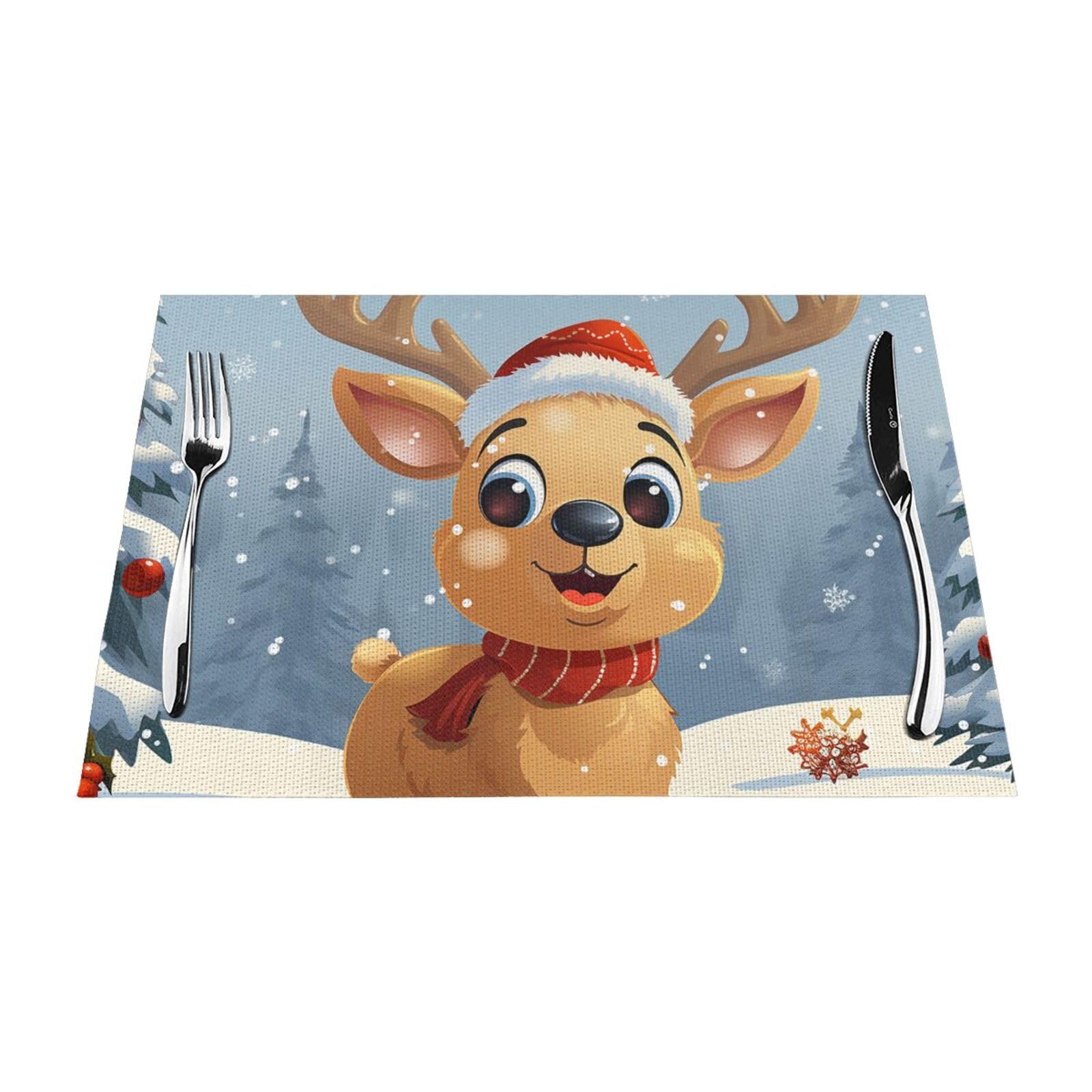 Sets de table de Noël et repas de famille en vinyle lavable de 30,5x45,7 cm