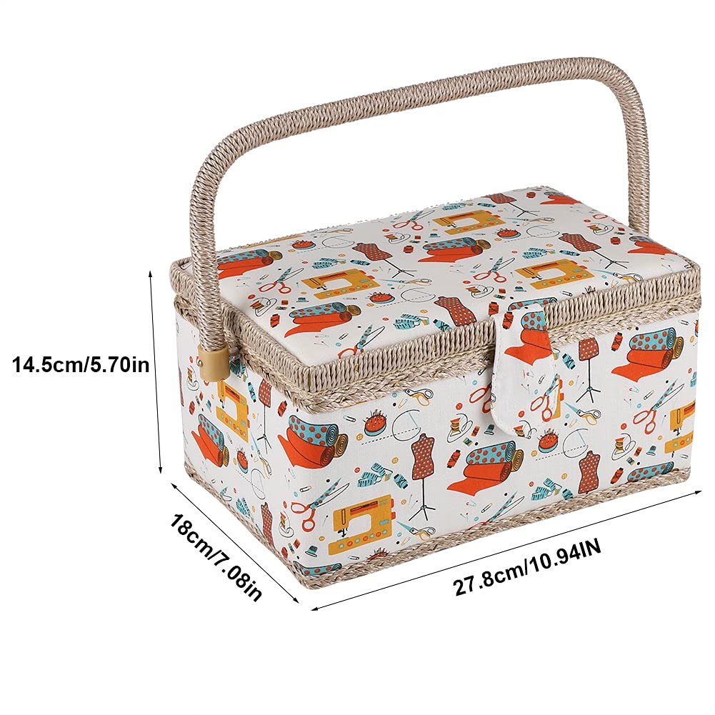 Taille du panier à coudre, boîte à couture au design effronté de points, boîte à couture de fil à coudre aiguille, accessoires ménagers Divers organisateurs de rangement portables et de grande taille