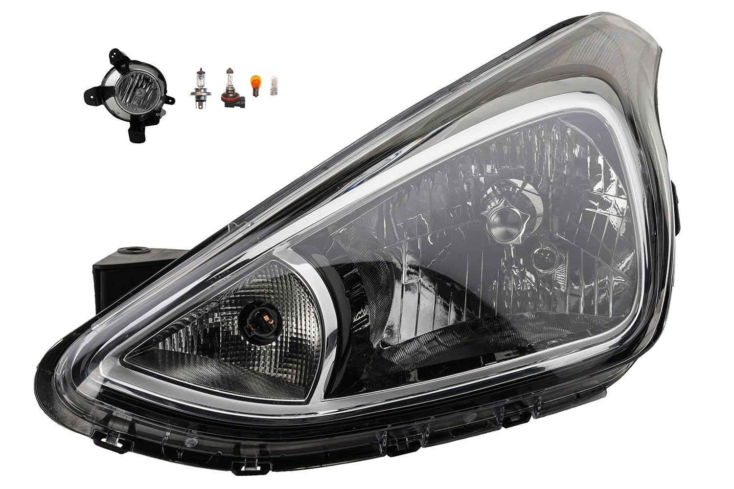 Johns, Faro halógeno HSW apto para Hyundai i10 13 - H4 izquierdo con motor para LWR + faros antiniebla + bombilla
