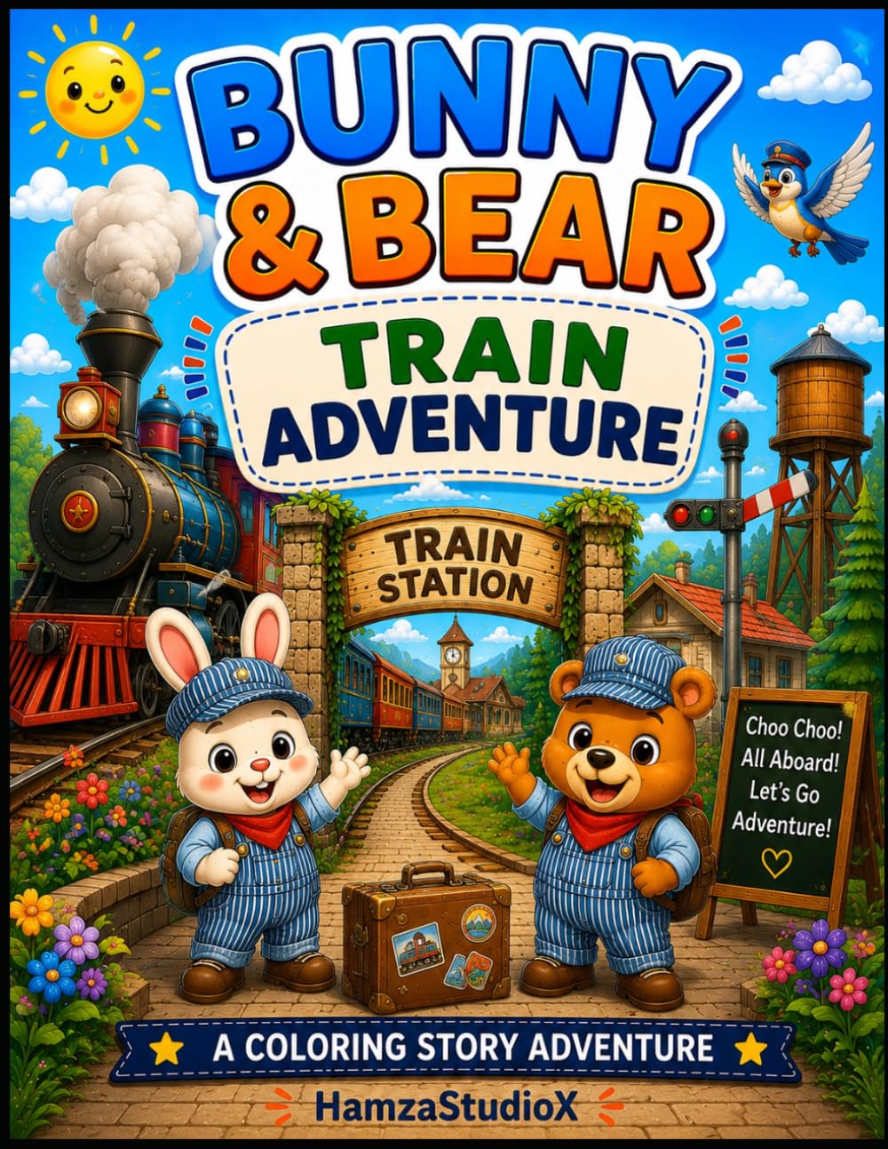 Bunny & Bear Train Adventure: A Fun Coloring Story About Trains, Friendship, and Adventure (Bunny & Bear Adventures)
