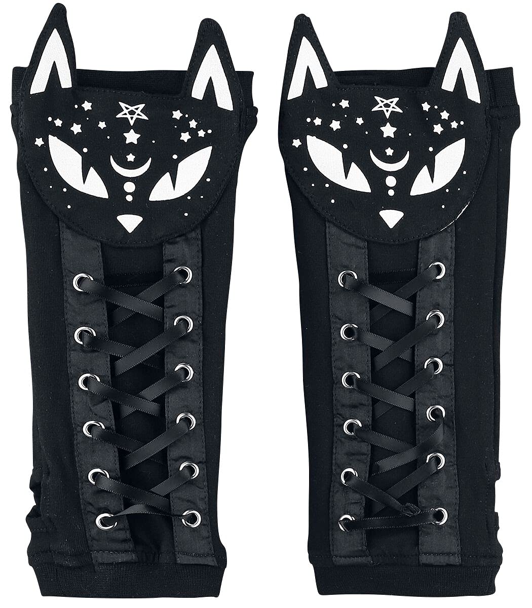 Poizen Industries Dark Kitty Armwarmer Women Arm Warmers Black, 95% Cotton, 5% Elastane,