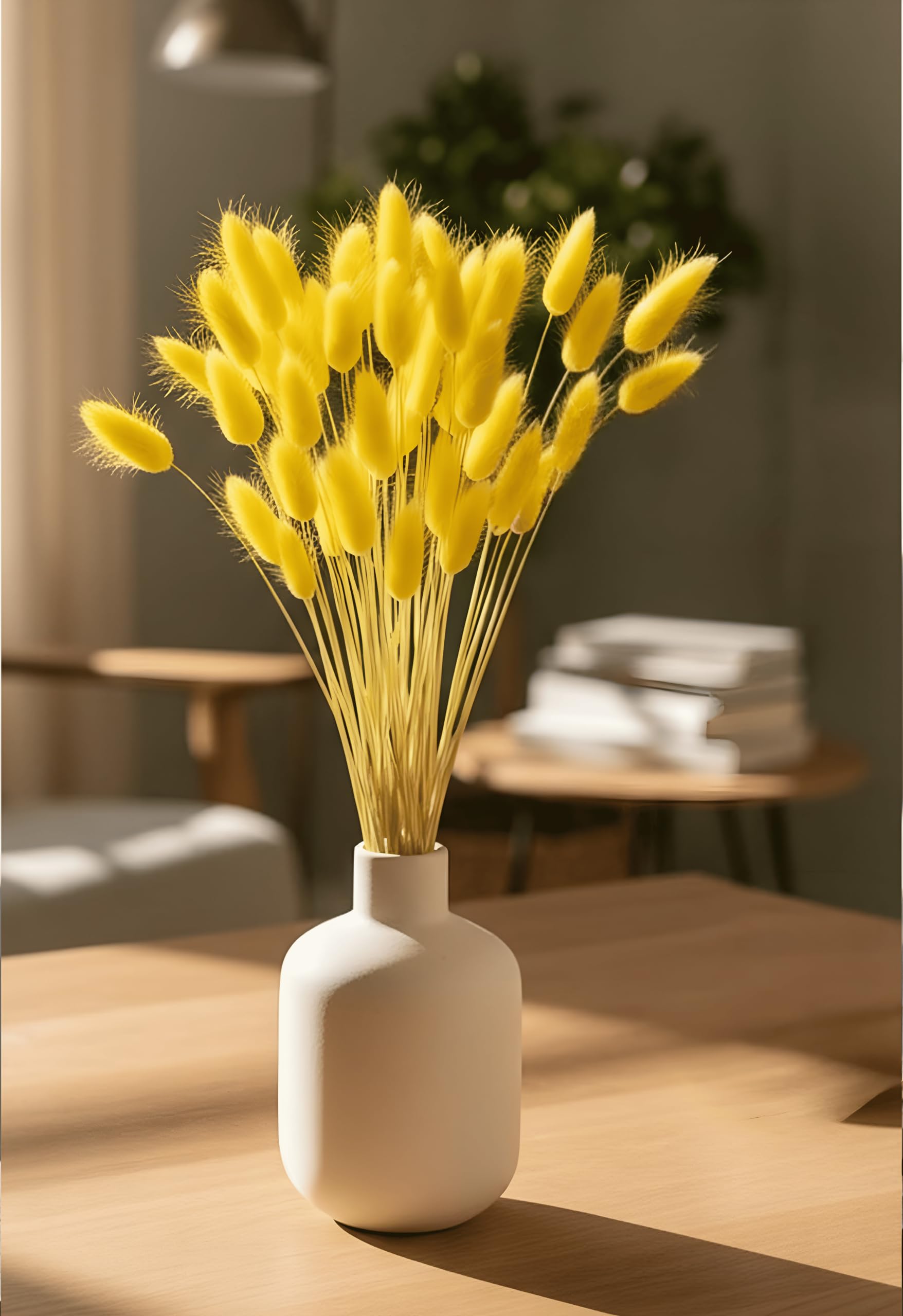 Versailles Preserved Yellow Bunny Tail Grass - Decorative Dried Flower Stem for Home Decor, Weddings, Vase Styling, and DIY Crafts - Bright and Cheerful Natural Floral Accent-image-25