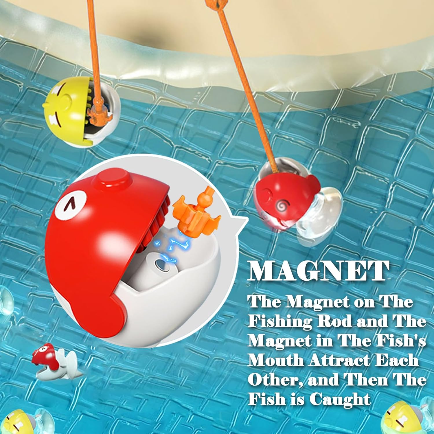 Magnetic Fishing Toys，Magnetic Fishing Game for Toddlers Kids Children 3-6 Christmas New Year Birthday Gifts 35 Fish Holes, Upgraded Version (Blue)