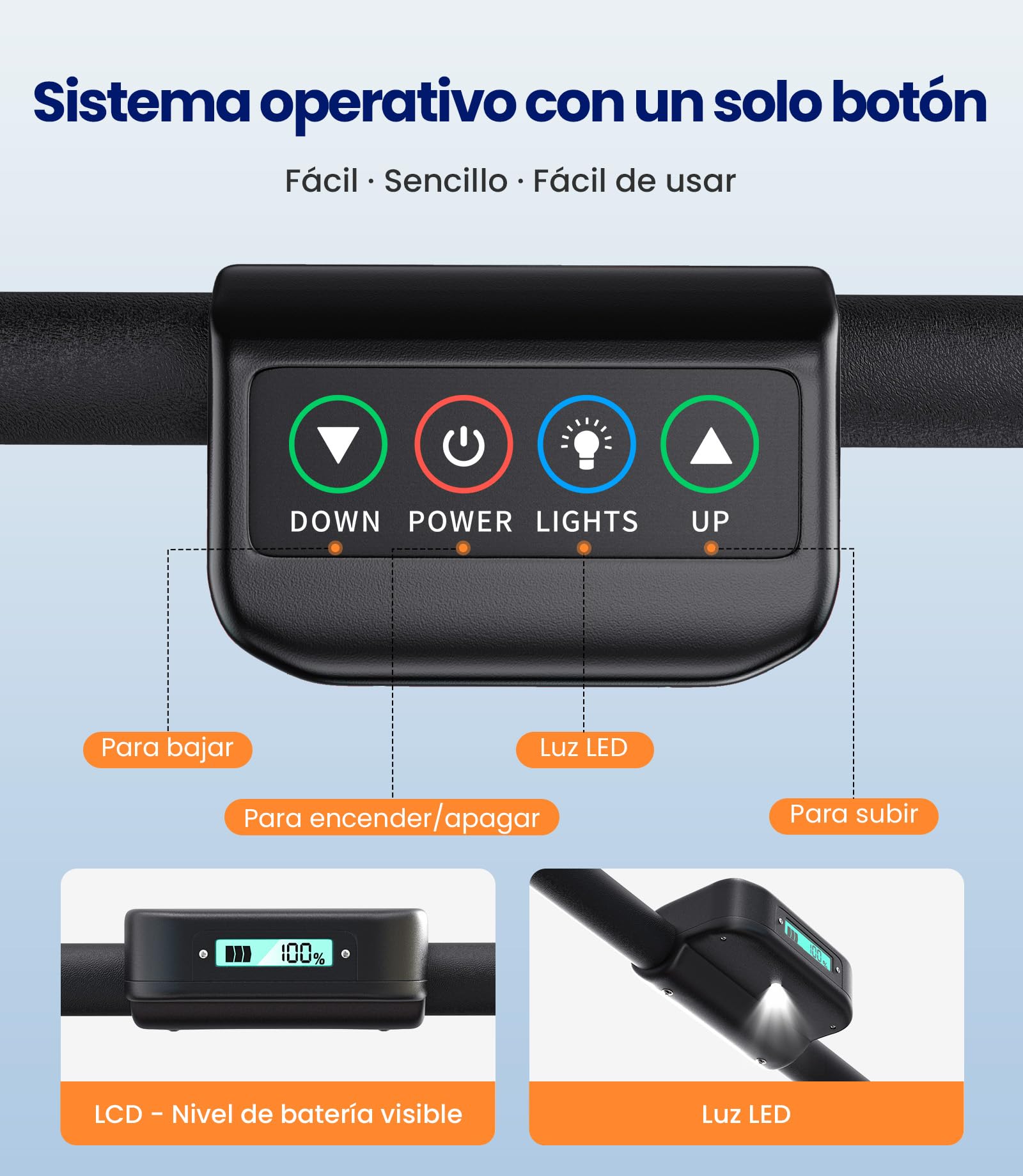 VOCIC AY04 Silla de ruedas eléctrica para subir escaleras, 220 kg | Alta capacidad de carga, con cadena de goma, para personas mayores, con luz LED (amarillo)