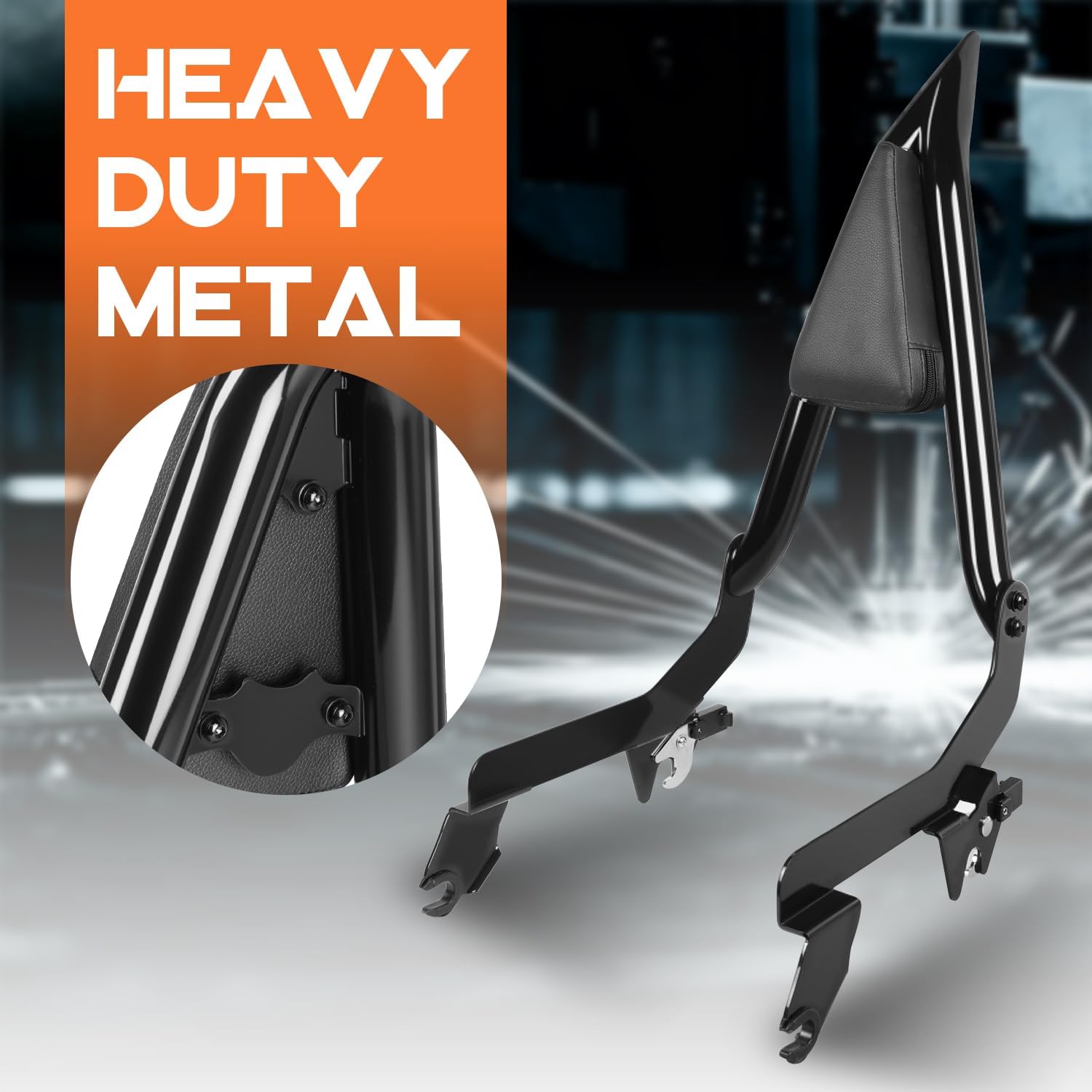 AUFER Motorcyle Rear Passenger Backrest Sissy Bar With Back Rest Pad Compatible With For Harley Nightster RH975 2022-2025 Nightster Special RH975S 2023-2025