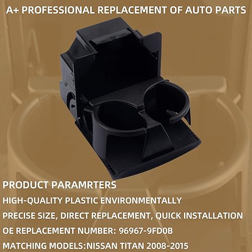 Miniatura 3 de Dasbecan Reemplazo del portavasos de la consola central trasera negro compatible con Nissan Titan 2004-2015 Reemplaza# 96967-9FD0B