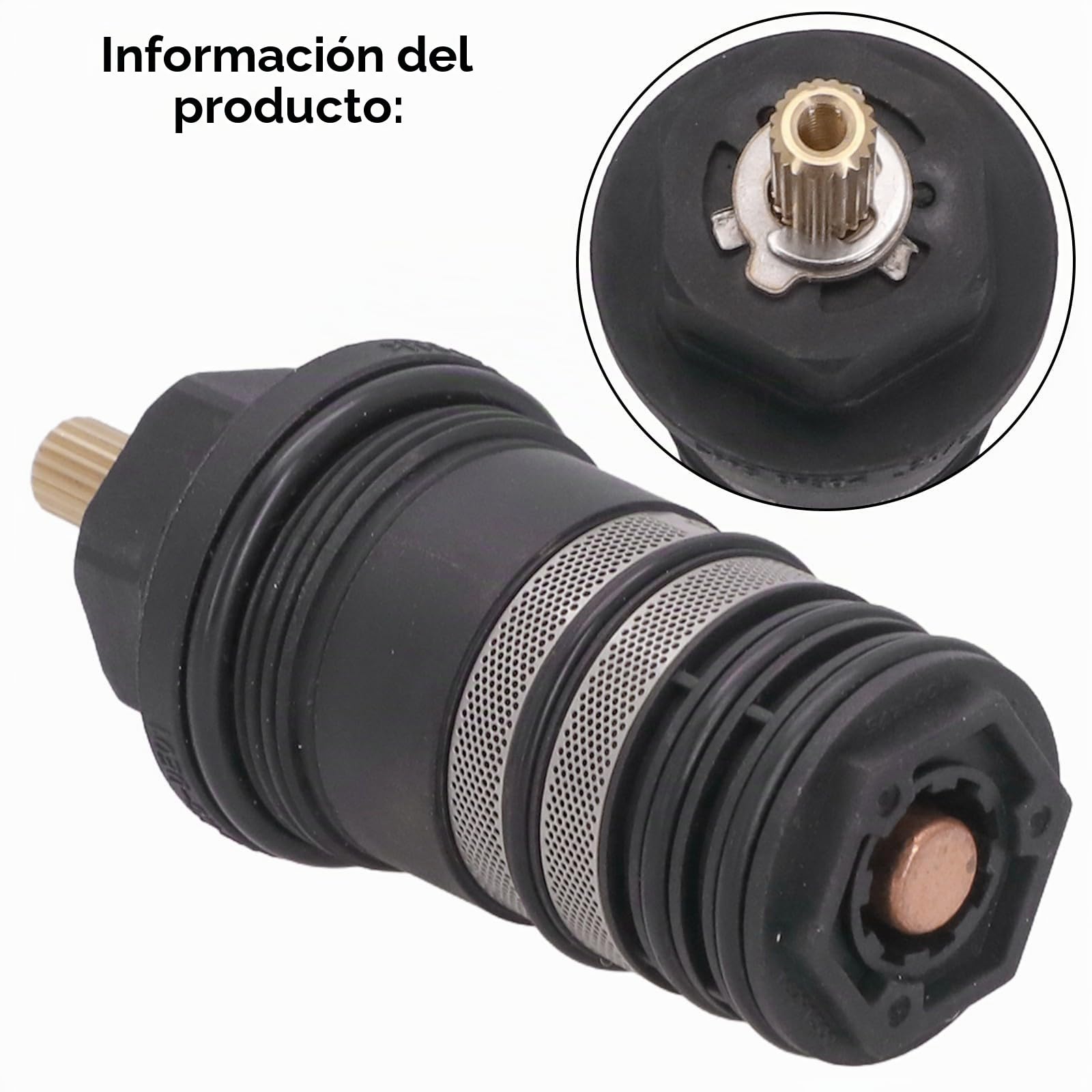 Hansgrohe 94282000 - Cartucho termostático para válvula de control de temperatura de latón de 3/4 pulgadas, color negro