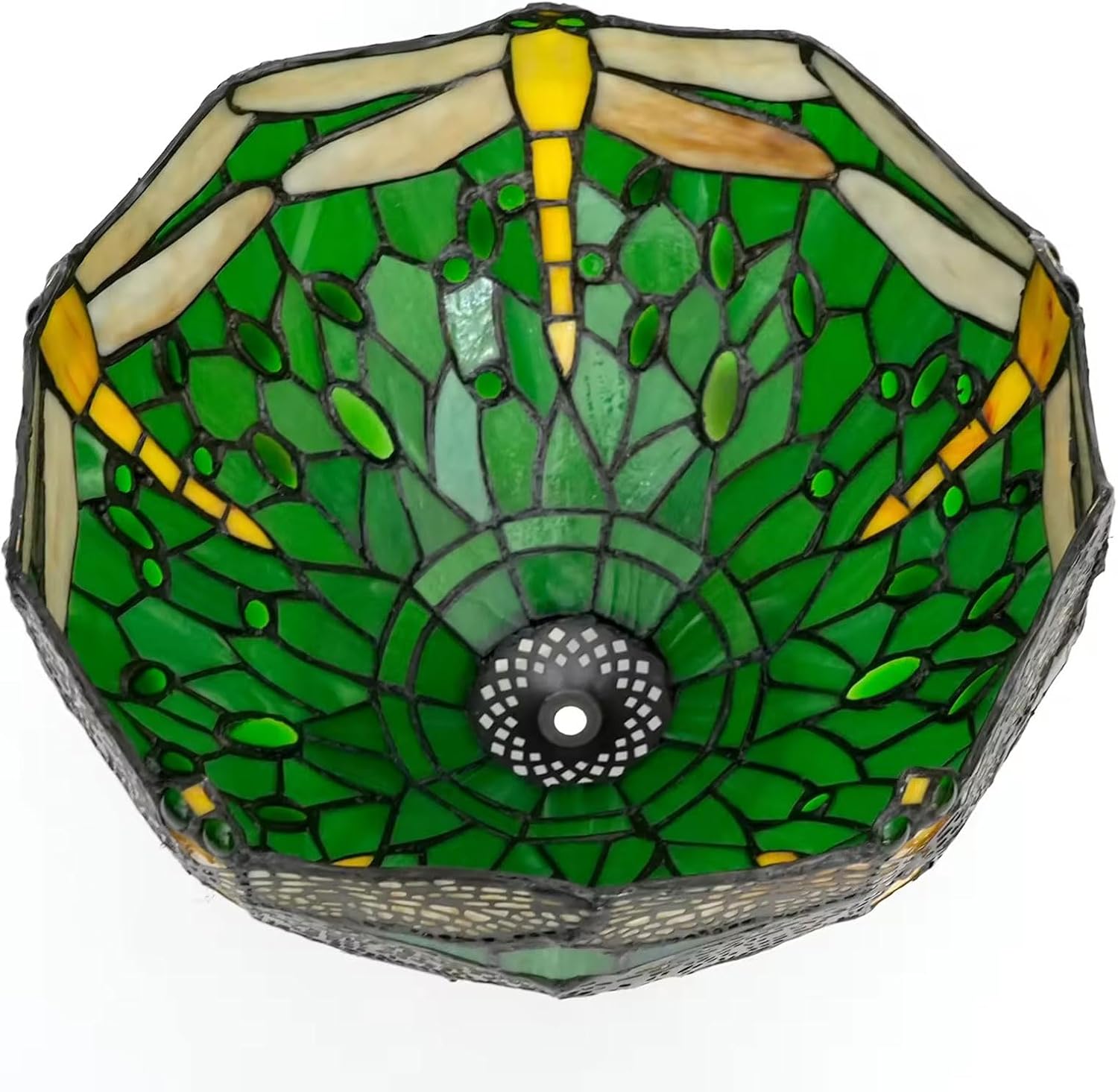 Dragonfly Table Lamp Shade Replacement Only 12 Inch Tiffany Style Stained Glass Lampshades, Vintage Pastoral Romance Light Cover Only for Desk Light Pendant Light Ceiling Lamp,B2