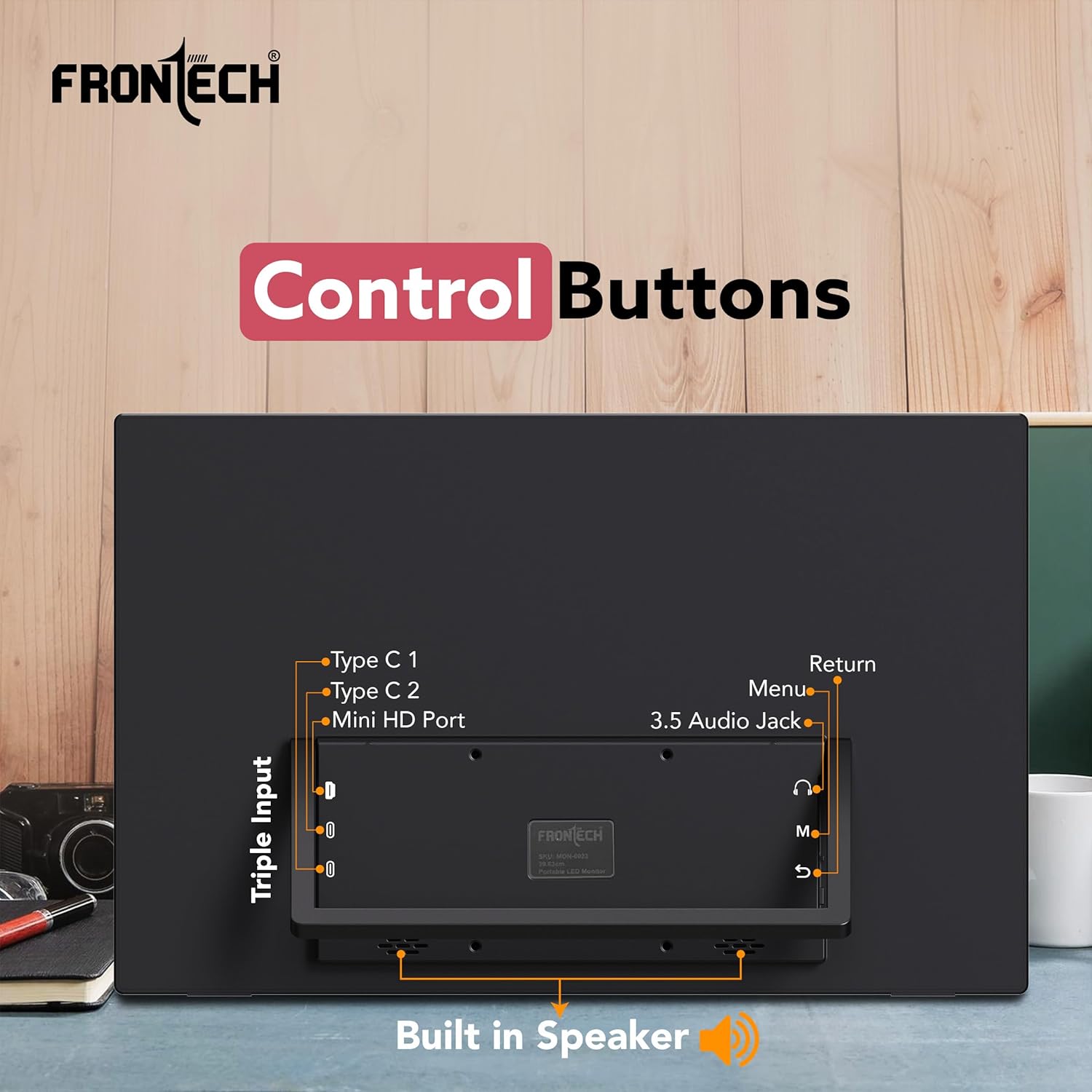 FRONTECH 15.6" Portable LED Monitor, Full HD IPS, Dual Type-C & Mini HDMI, Built-in Speakers, 180° Stand, Works with Laptop/PS5/Switch/Phone, 1-Year Warranty (MON-0023) 26 71EcoumJ90L. SL1500