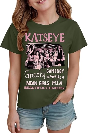 KATSEYE Tshirt for Kids Girls Boy Short Sleeve Crewneck Shirts Unisex Idol Music Group Album Tour Novel Fans Shirt